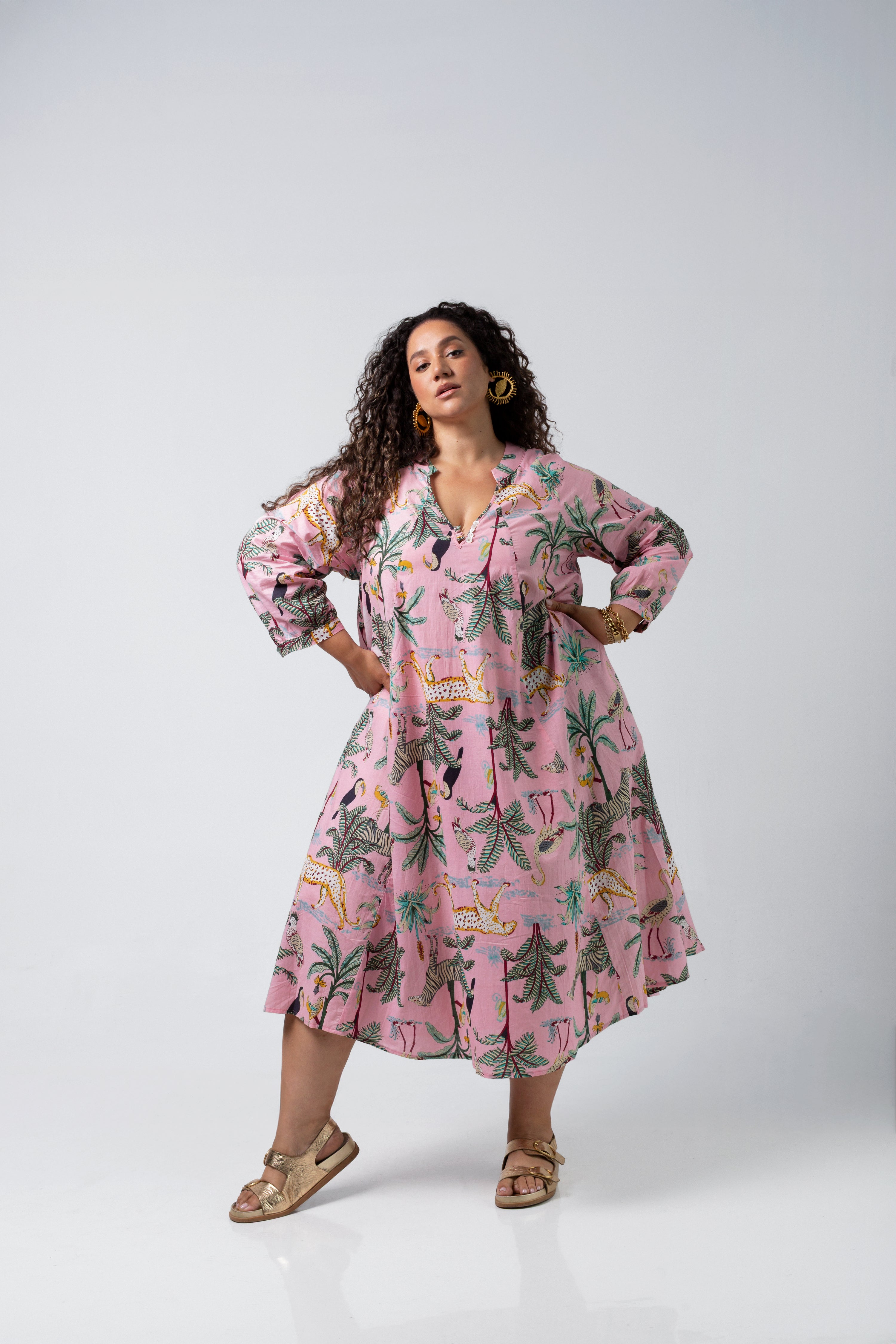 Denni Weekend Dress- Pink Palm