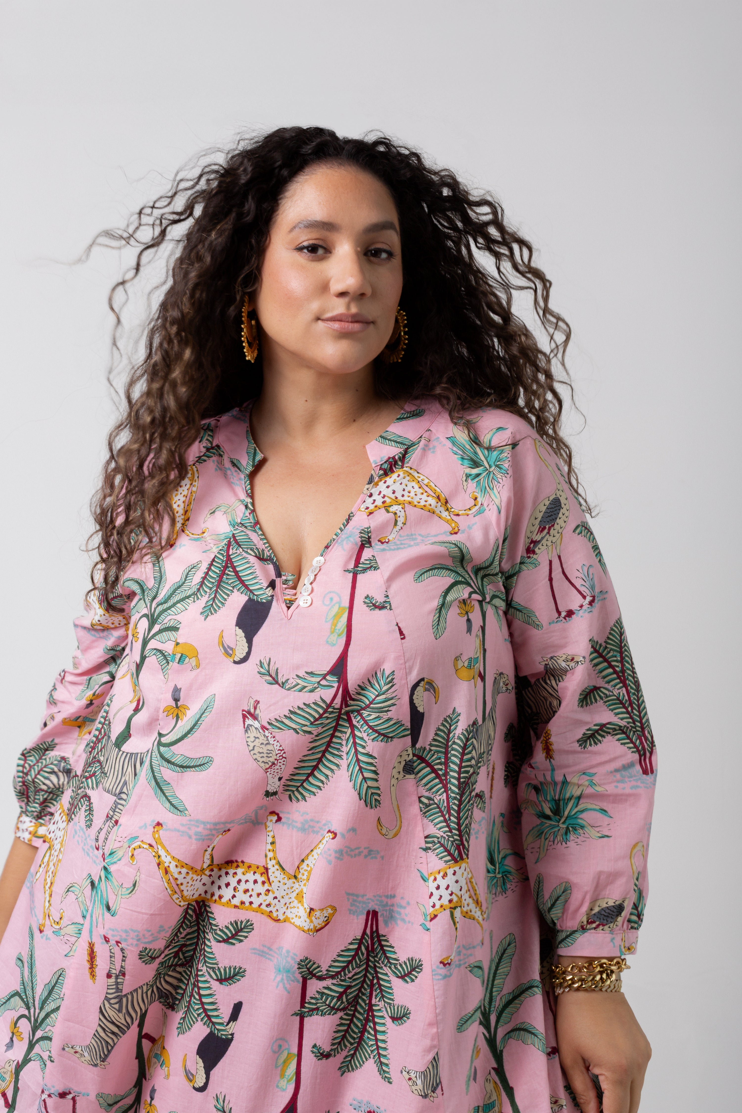 Denni Weekend Dress- Pink Palm