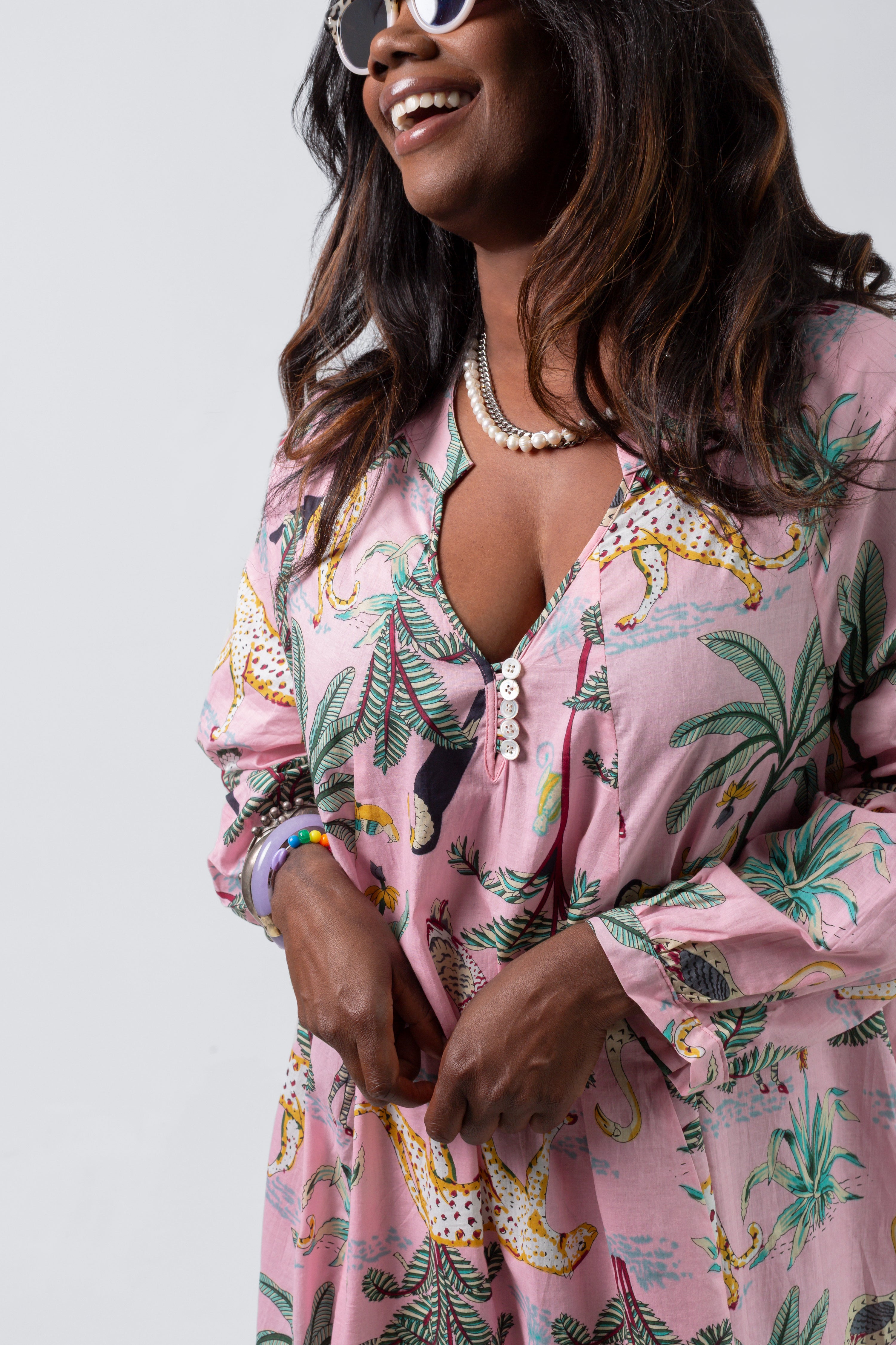 Denni Weekend Dress- Pink Palm