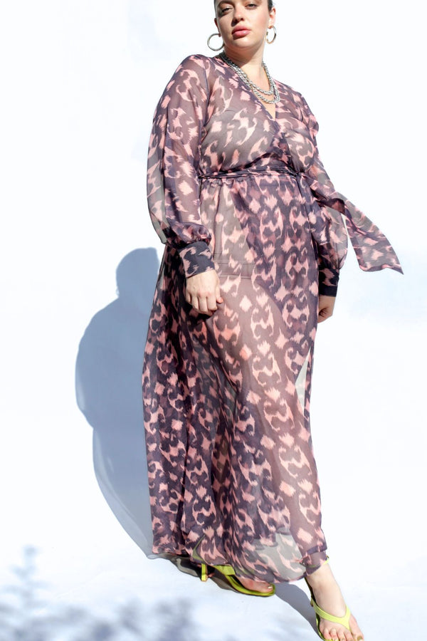The Pink Ikat Silk Wrap Dress Designed to fit "The True Size Majority" 10-22+