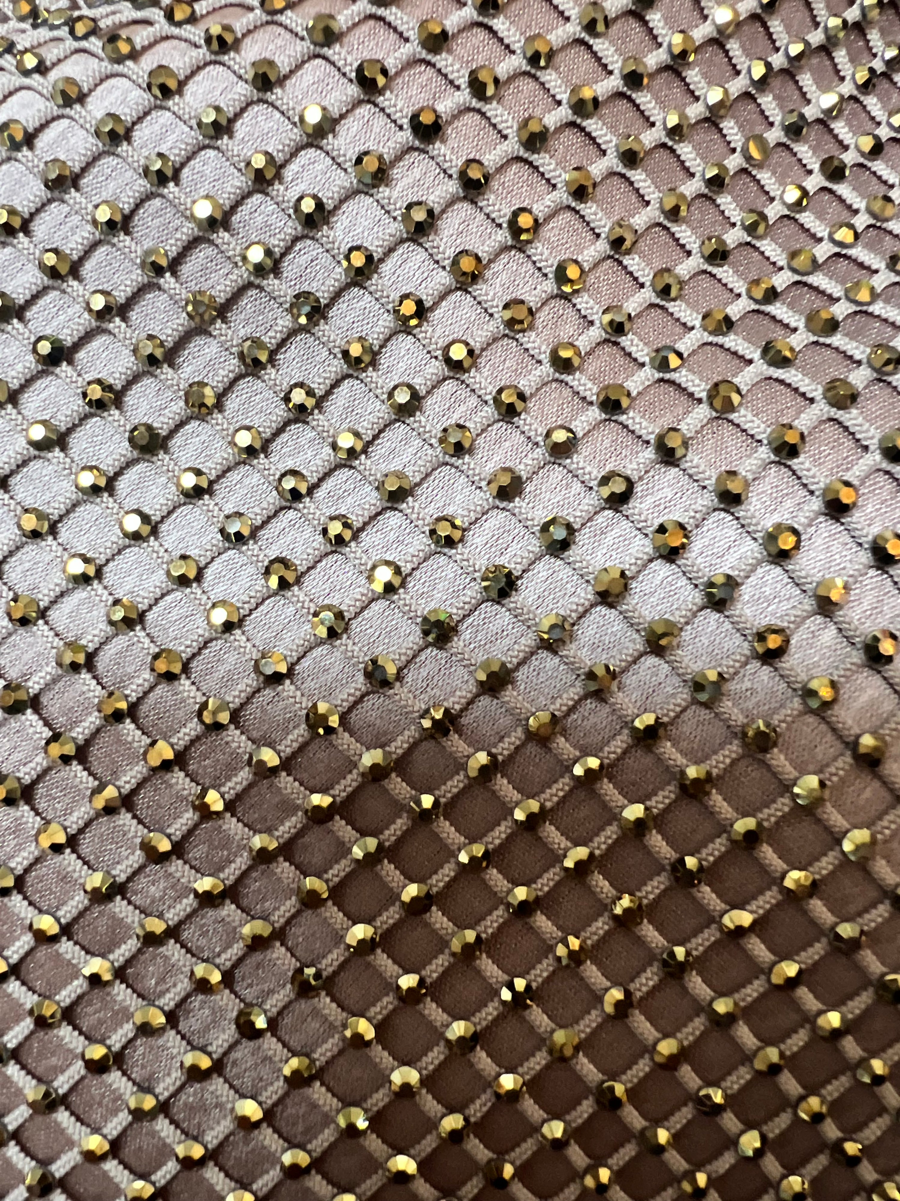 The Crystal Stone Mesh Dress- Champagne