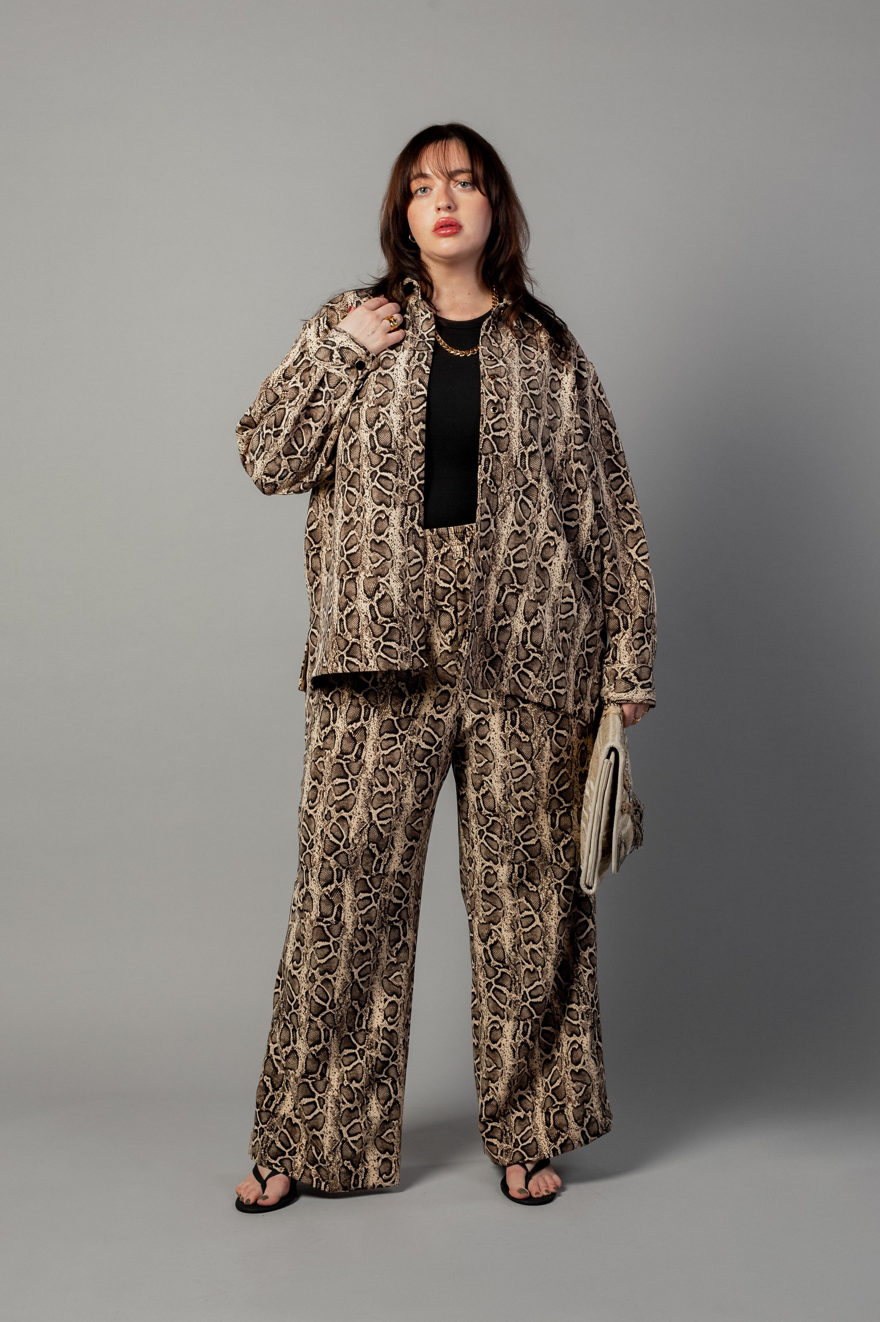Riley Wide Pajama Style Pant- Python