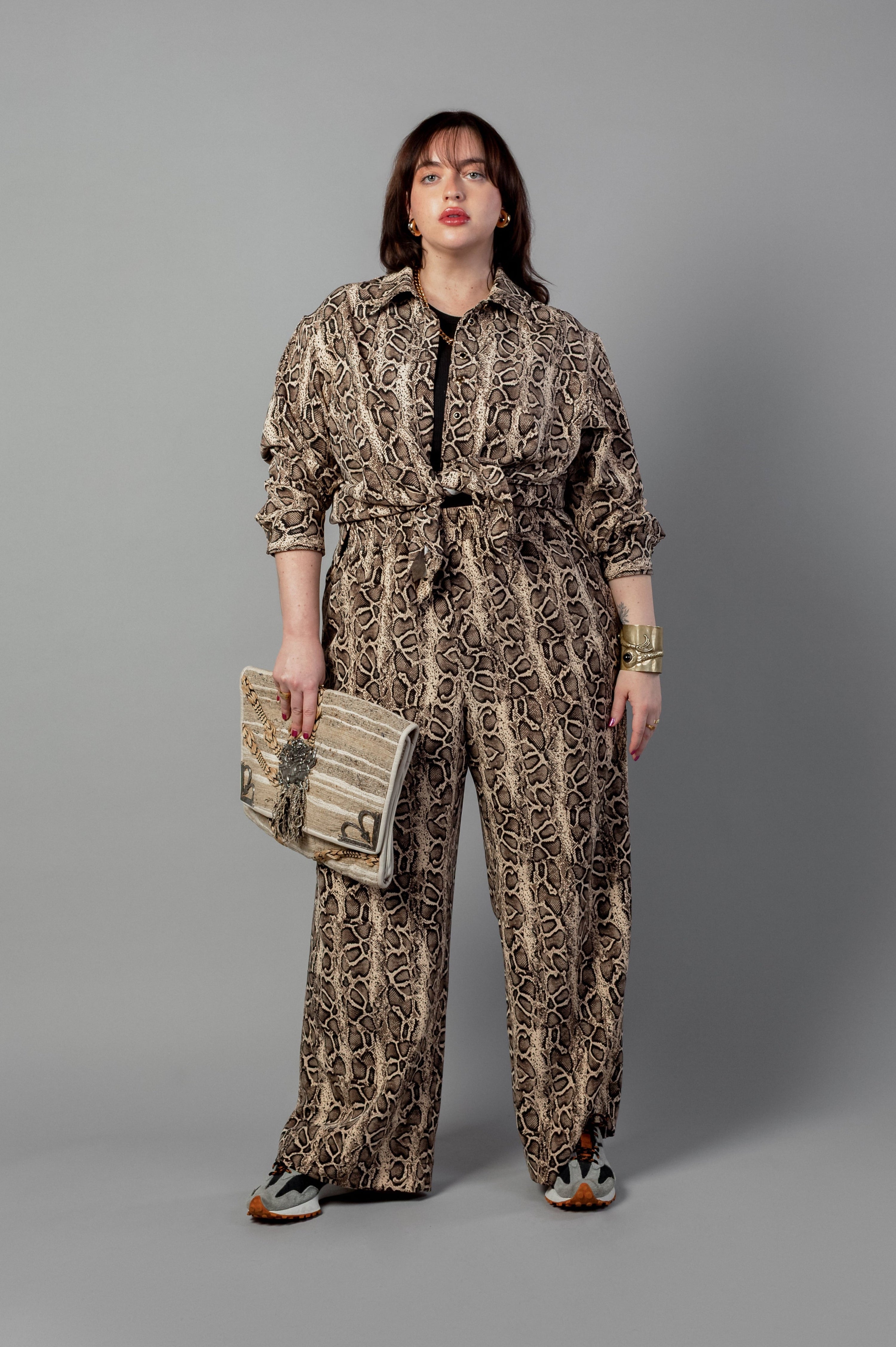 Riley Wide Pajama Style Pant- Python