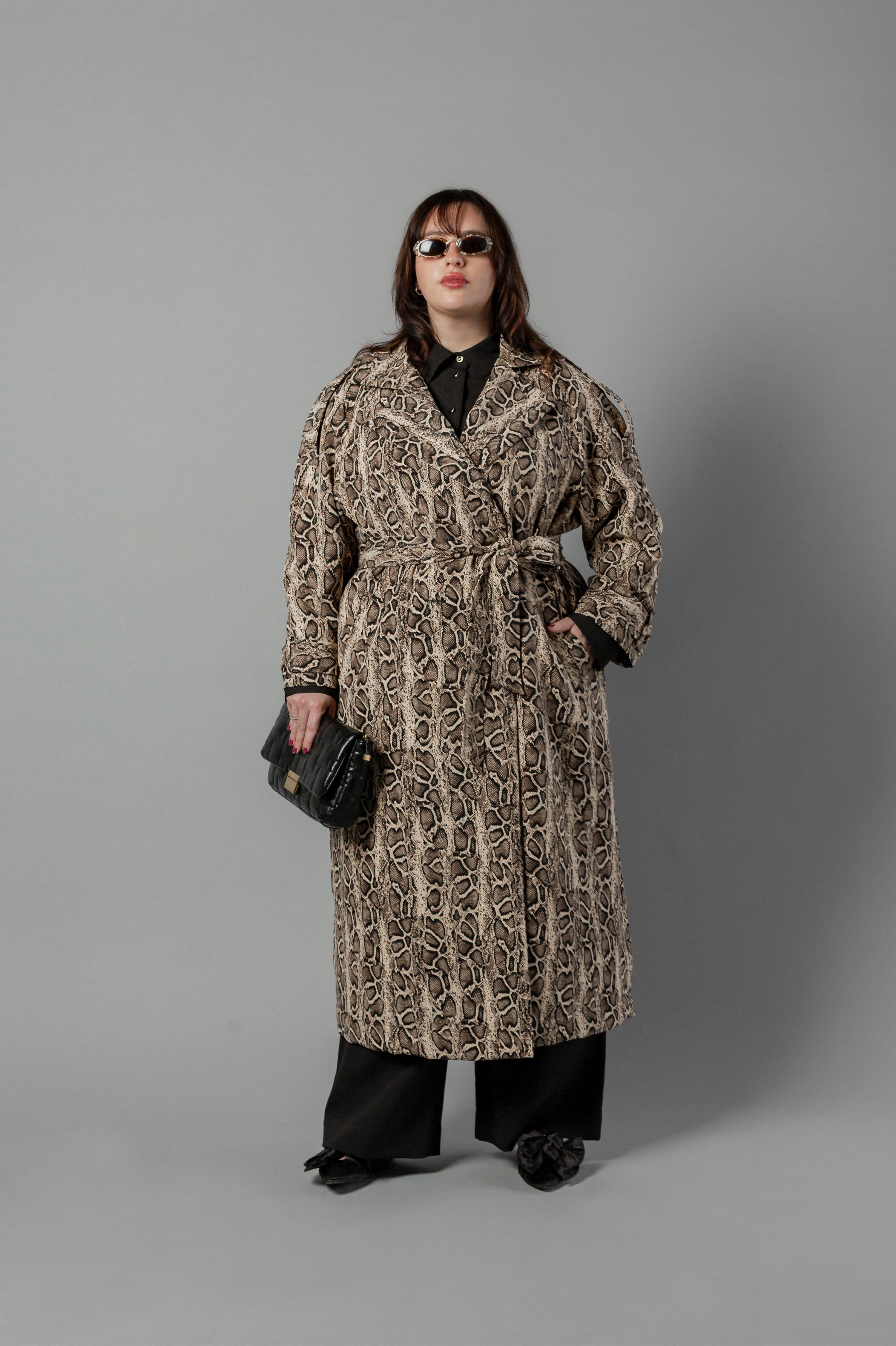 Aria Double Breasted Trench- Python