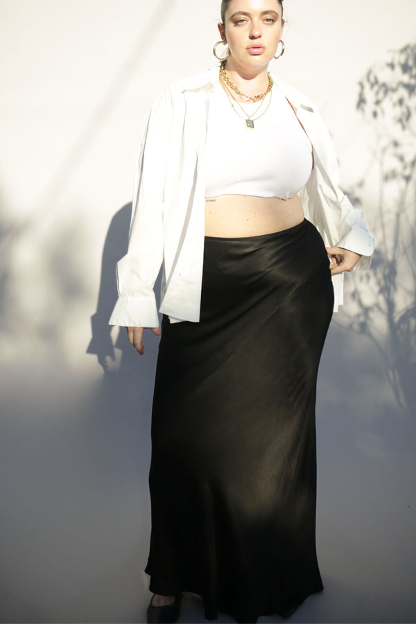 Eudora Maxi Bias Slip Skirt- Black - Designed to fit the "True Size Majority" 10+