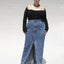 Deconstructed Reconstructed Denim Maxi Slit Front Skirt