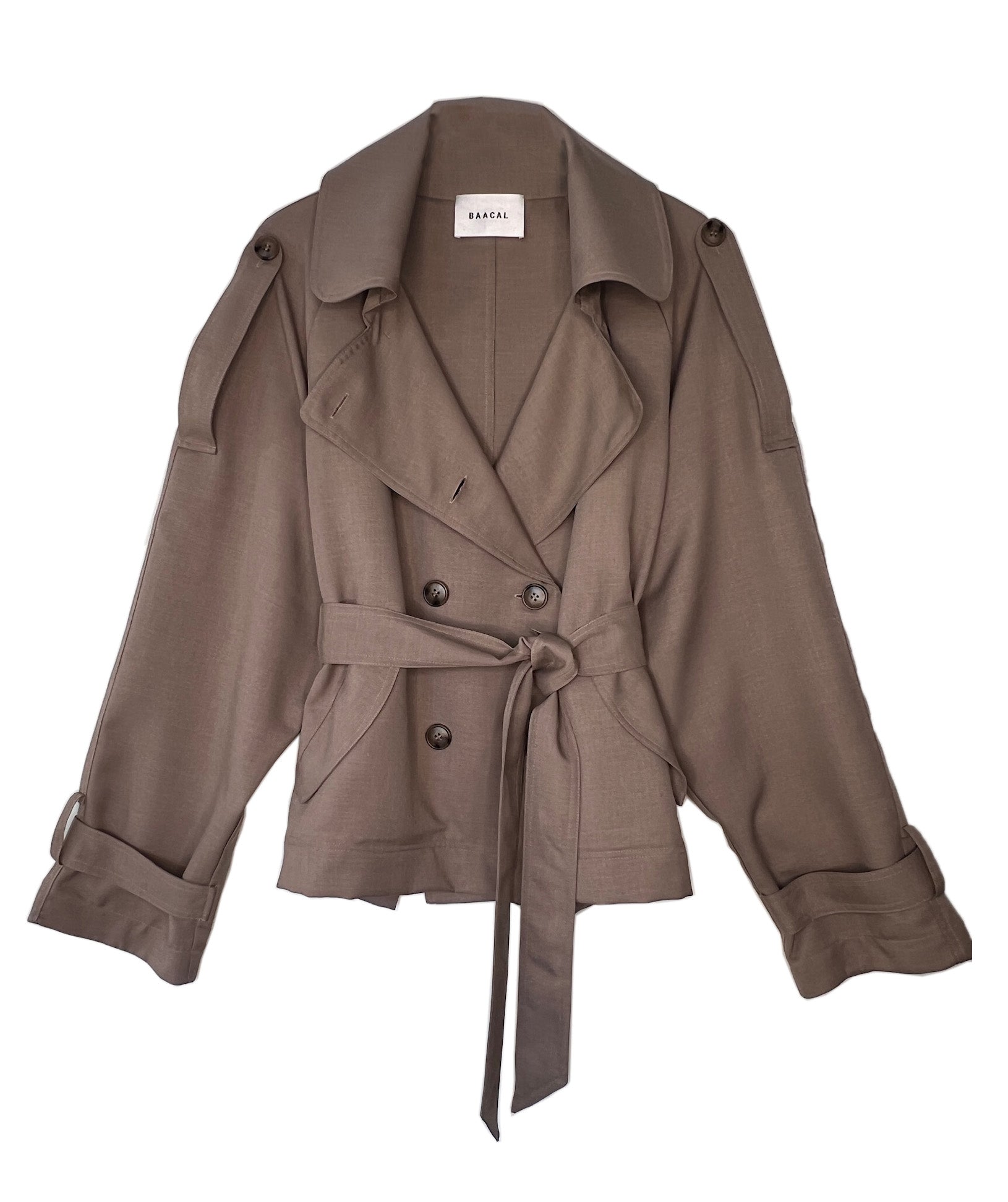 Julia Short Trench Coat- Taupe Wool – Baacal - Main Image