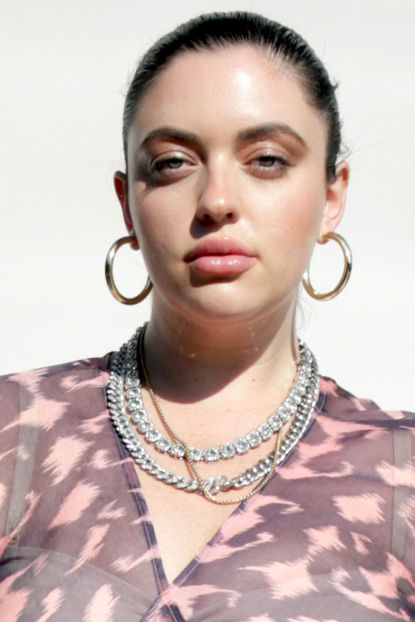 Bad Girl Bling Necklace- Tennis Florette 14K White Gold Plated