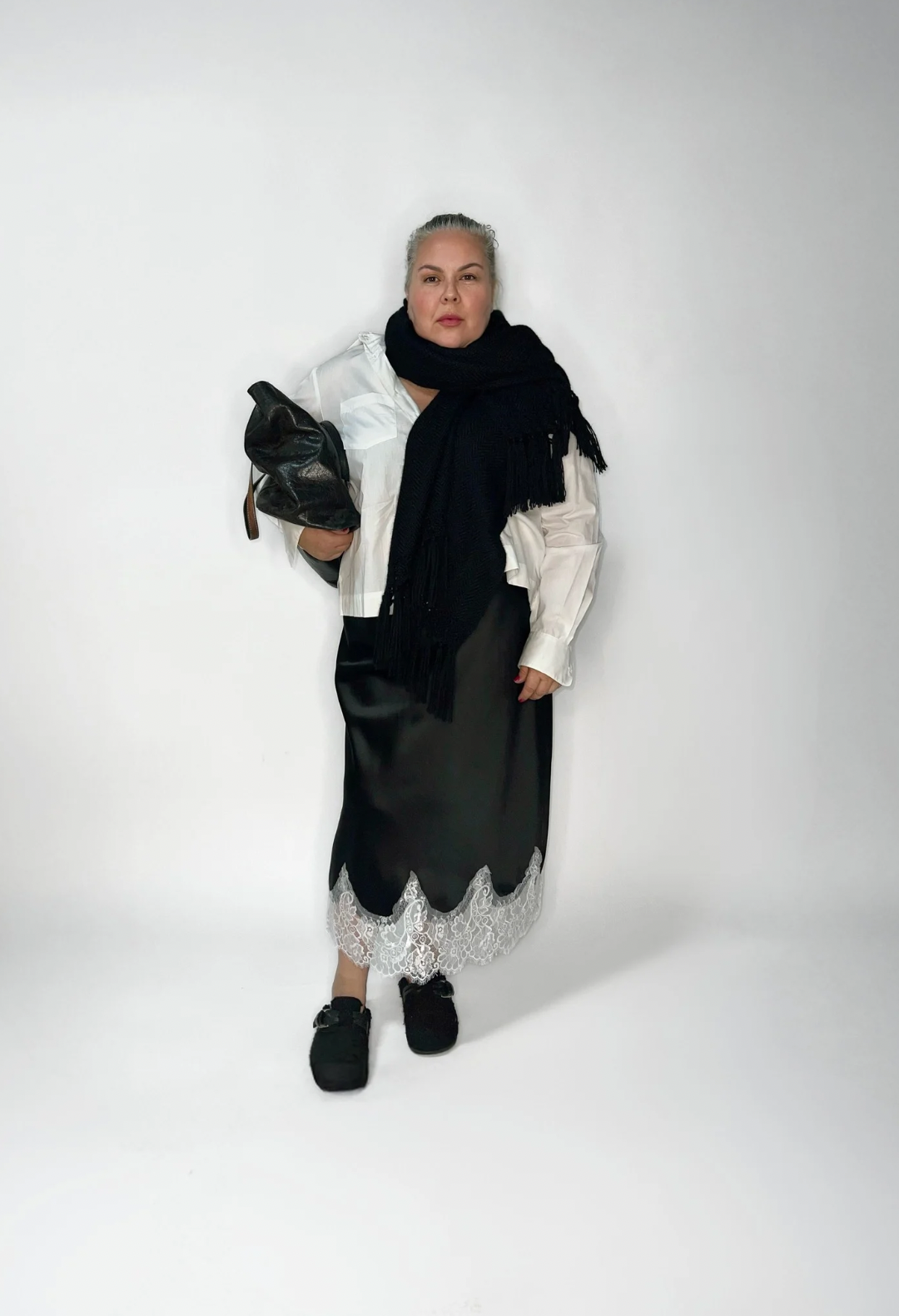 Bias Lace Skirt- Black/ White