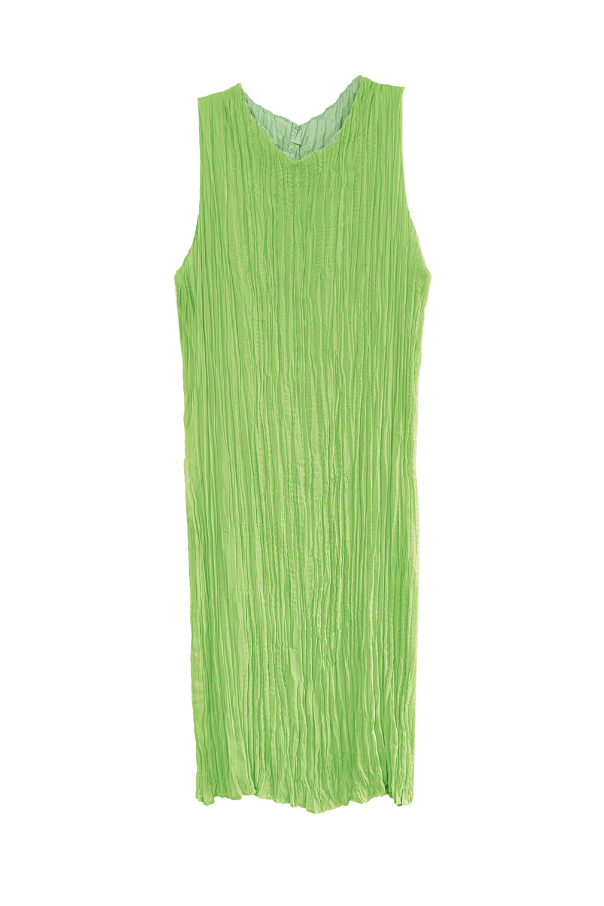 Jaya Pleated Dress- Reversible Lime/ Sage Green