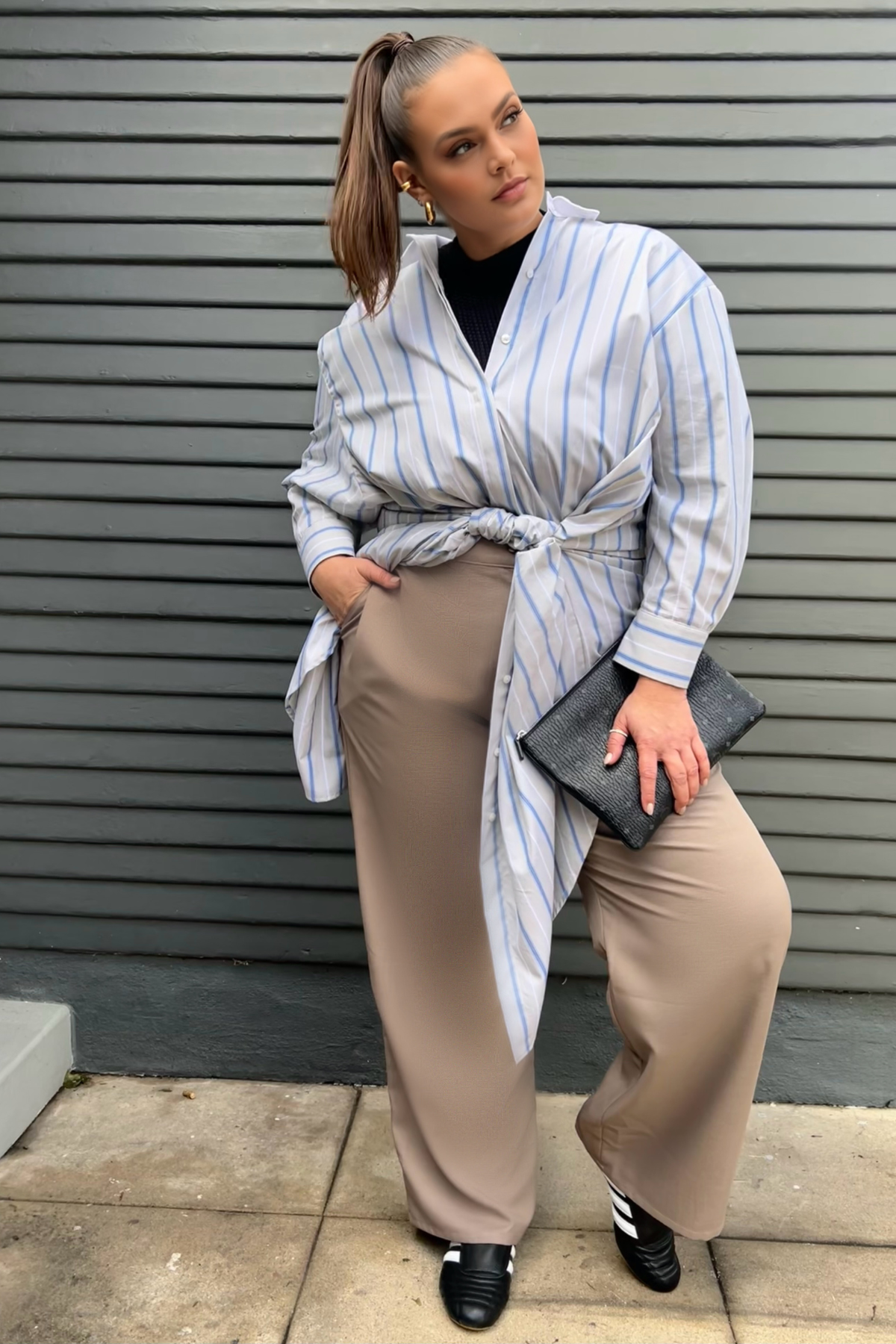 Mia Oversized Shirt Dress- Multi Stripe