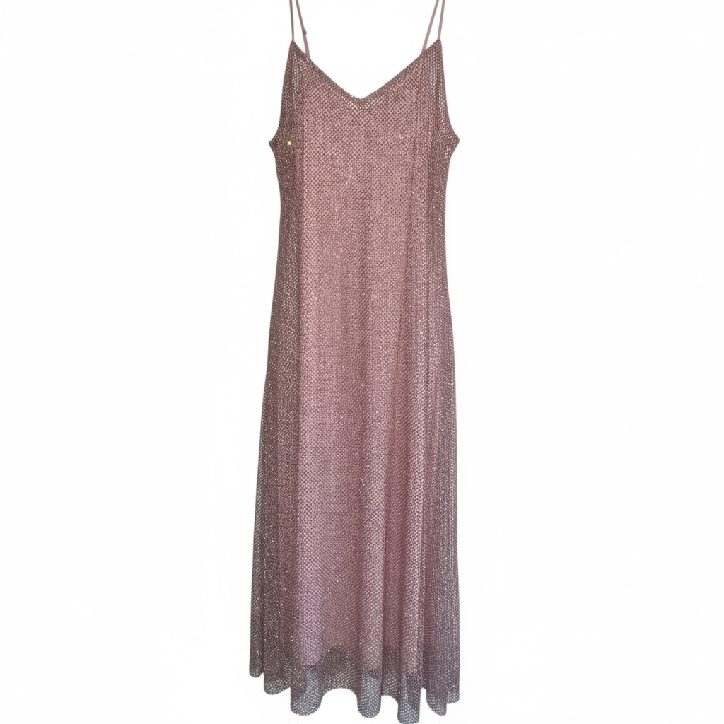 The Crystal Stone Mesh Dress- Blush Borealis