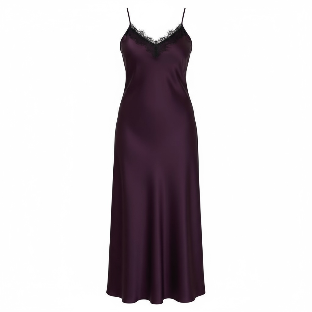 Eva Lace Slip Dress - Plum/ Black