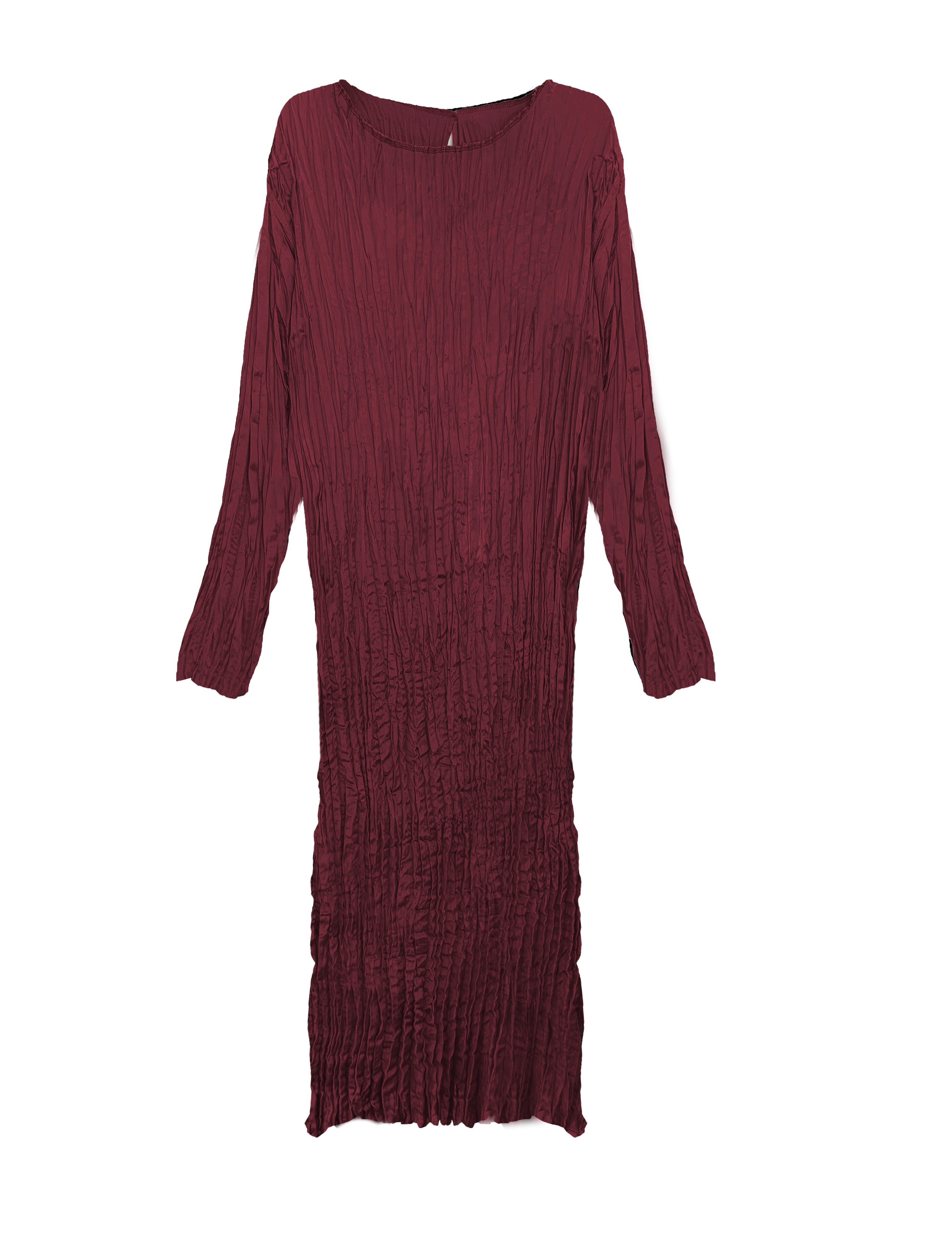 Lynda Reversible Satin Pleated Dress- Burgundy