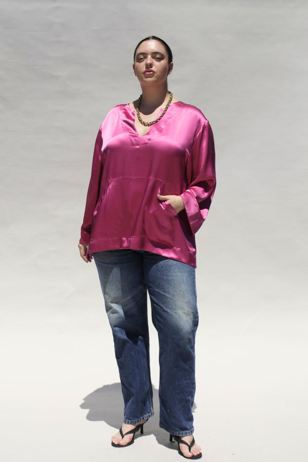 Jallaba Tunic in Raspberry Pink Silk