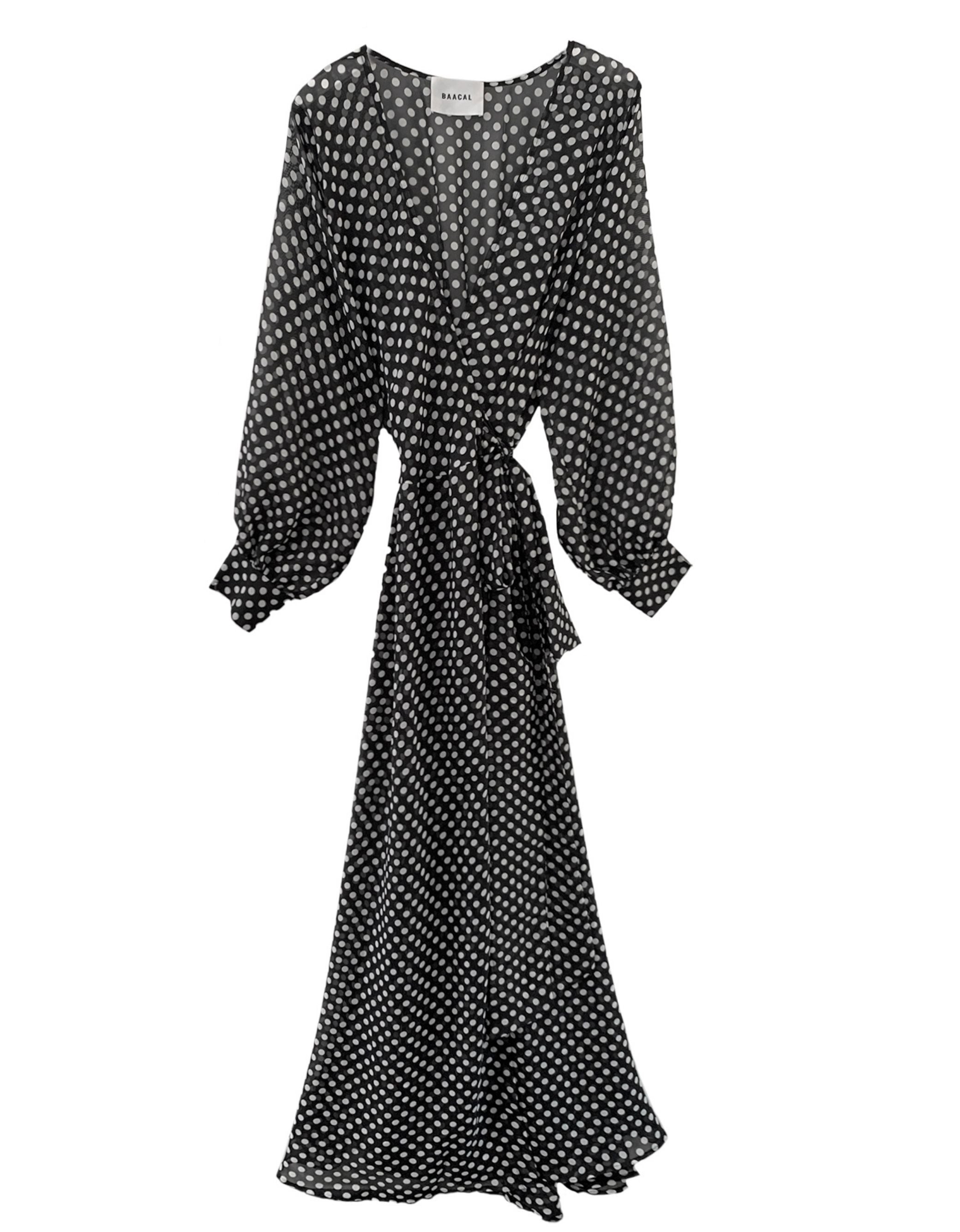 Wrap Dress In Black/White Polka Dot By Cynthia Vincent Baacal Wrap Dress In Black/White Polka Dot By Cynthia Vincent Baacal