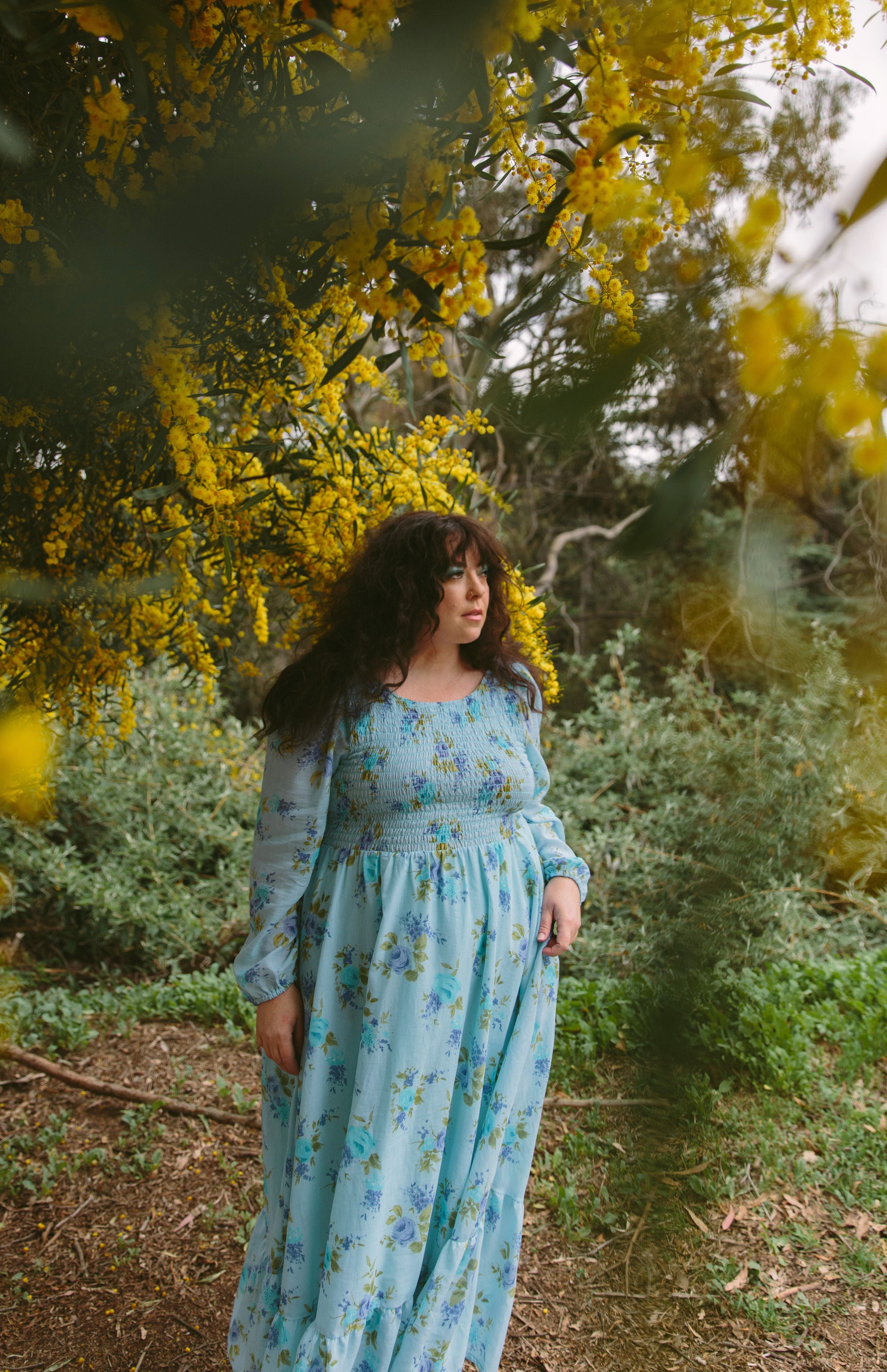 Remy Midi Dress- Blue Roses- BAACALxBECCA