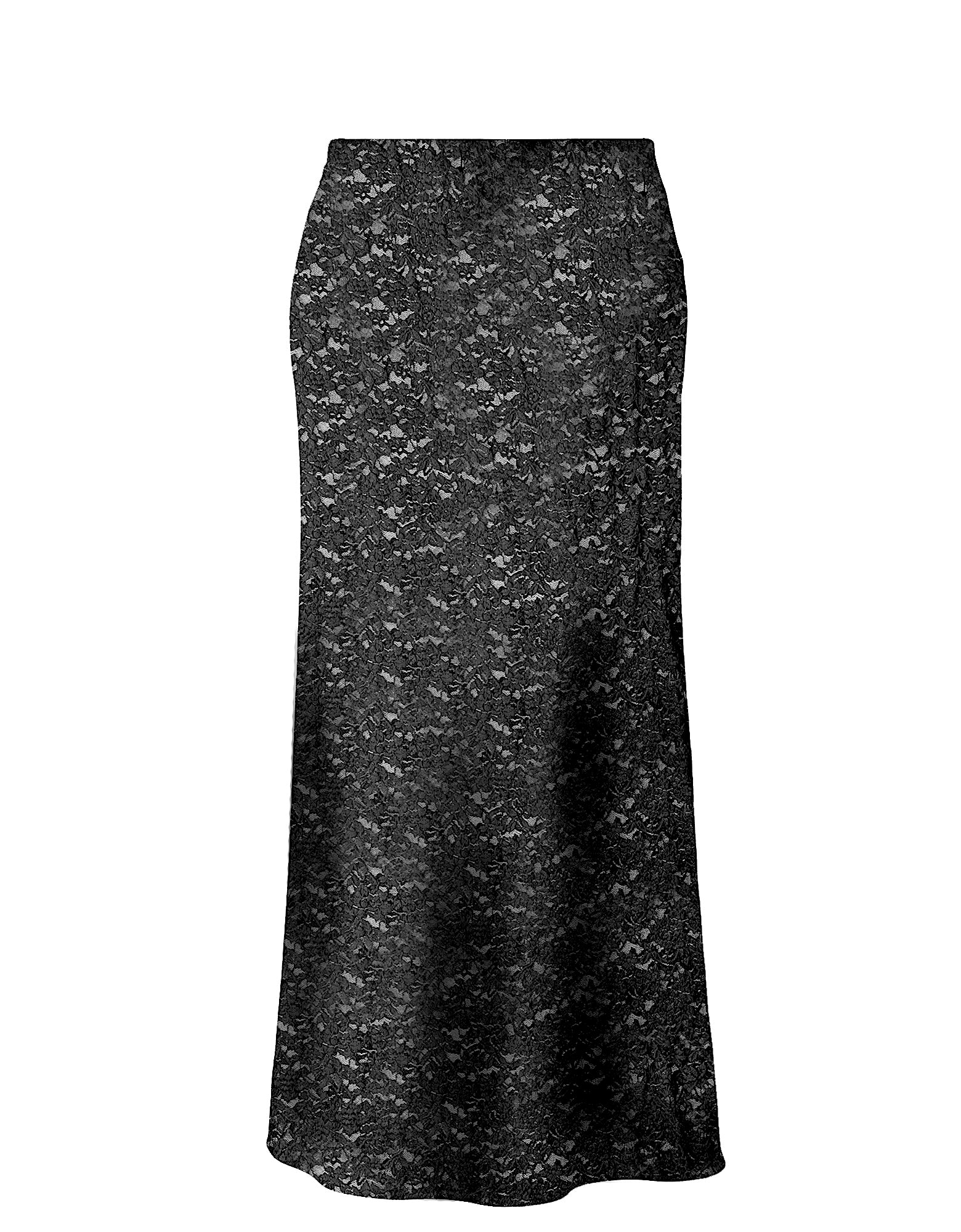 Gianna Stretch Lace Mermaid Maxi Skirt - Black