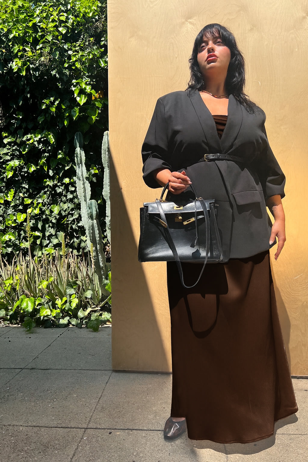 Leah Easy Satin Maxi Slip Dress - Chocolate