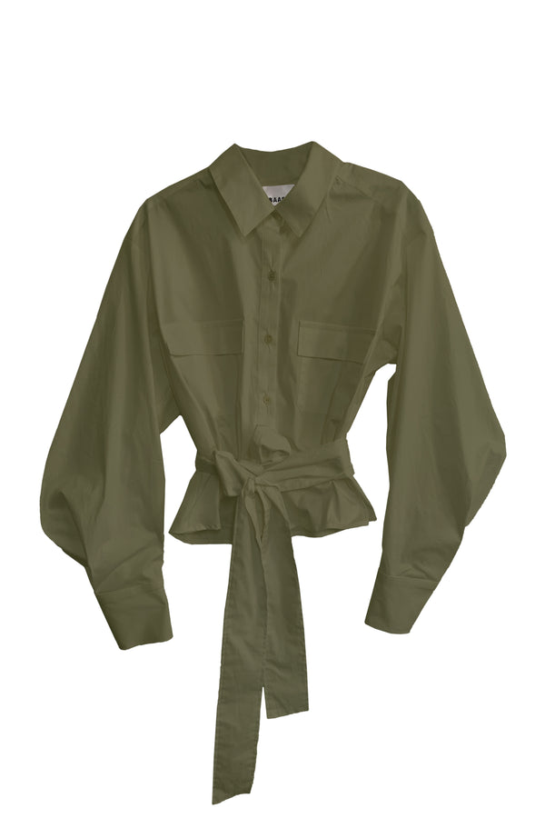 Cropped Cargo Shirt- olive