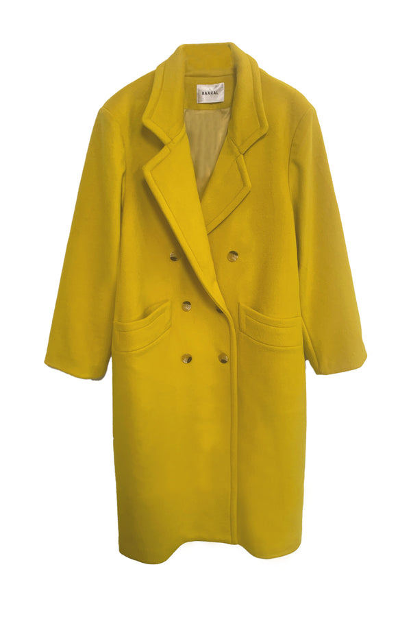Double Breasted Car Coat - Citrine Yellow