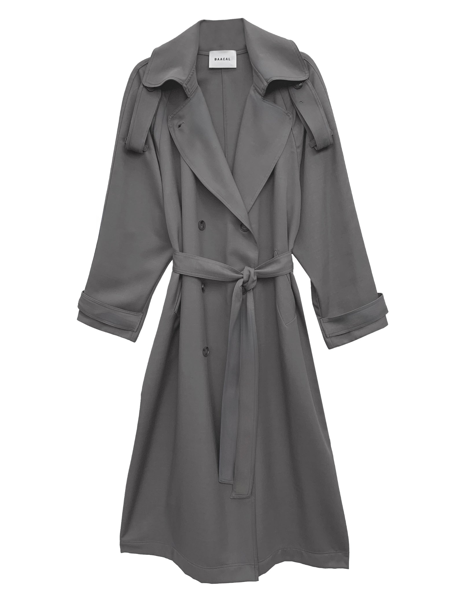 Delia Long Oversized Trench- Grey Wool