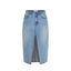 Deconstructed Reconstructed Denim Maxi Slit Front Skirt