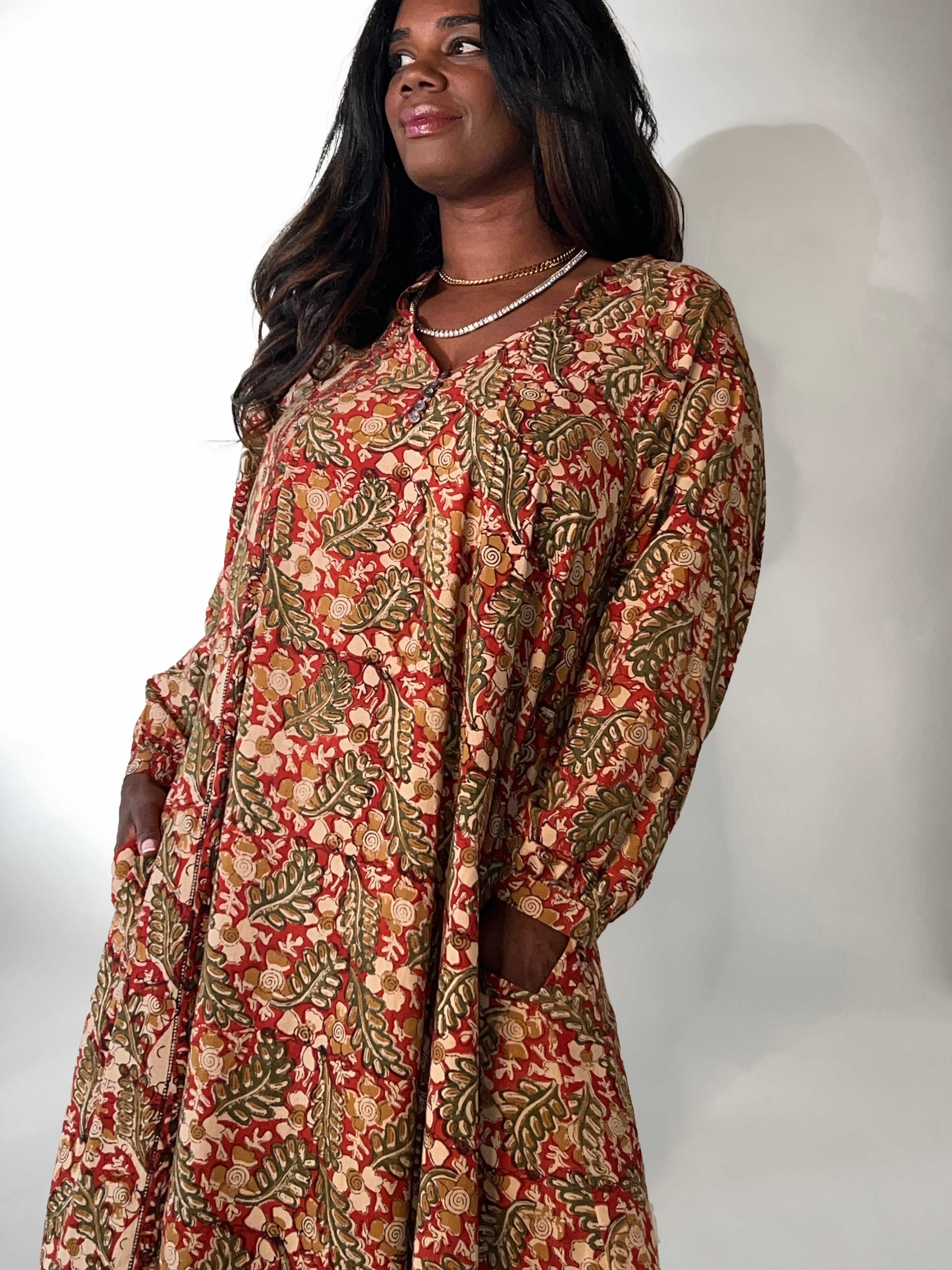 Denni Weekend Dress- Henna Leaf