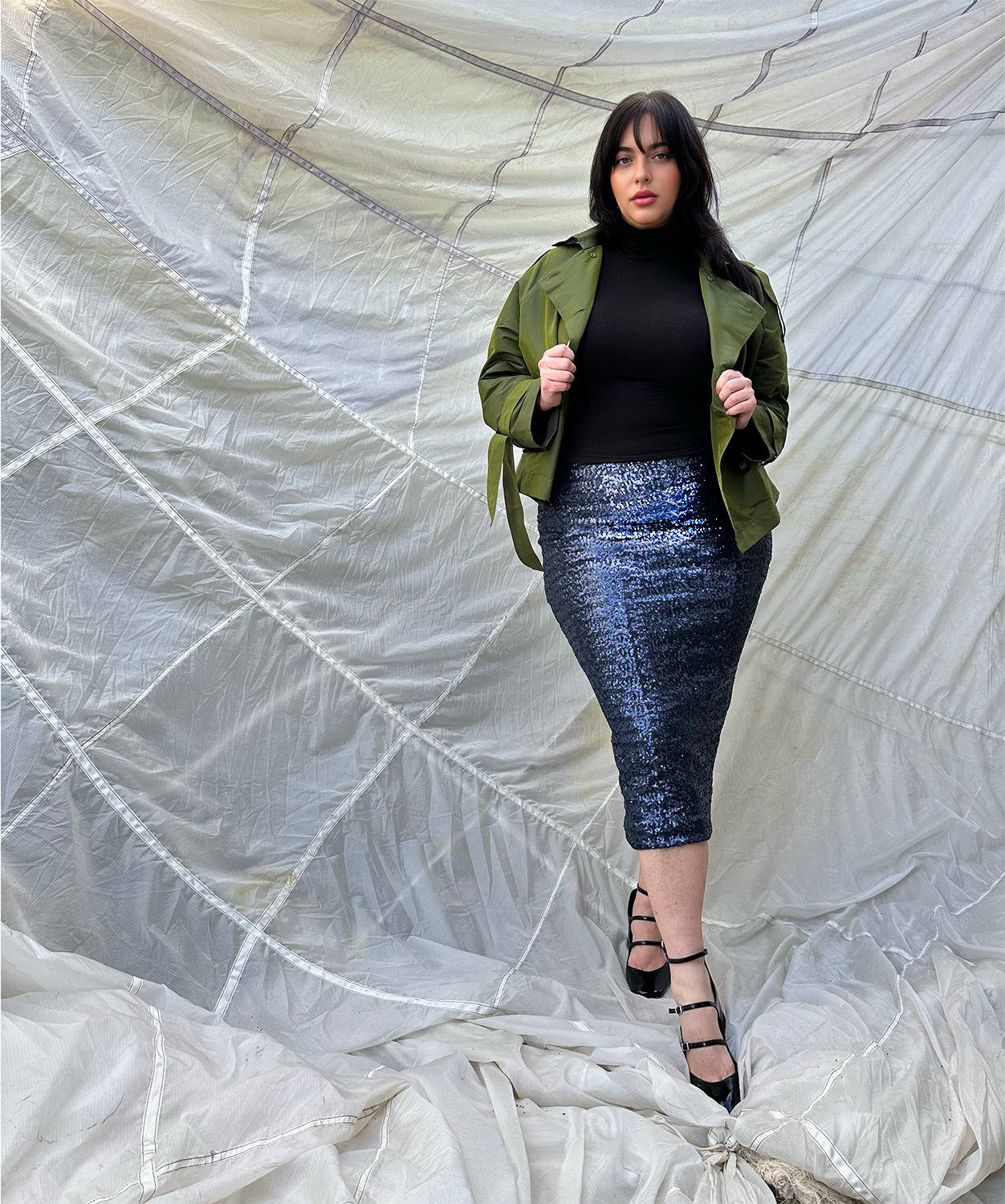 Kaya Midi Sequin Skirt - Midnight