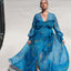 Our best-selling, now classic, maxi wrap dress! The luxurious blue silk chiffon gives this dress a very unique, flowy look. Wear with our navy slip dress or on its own for a sheerly fantastic look. Designed to fit the "True Size Majority" sizes 10-22+