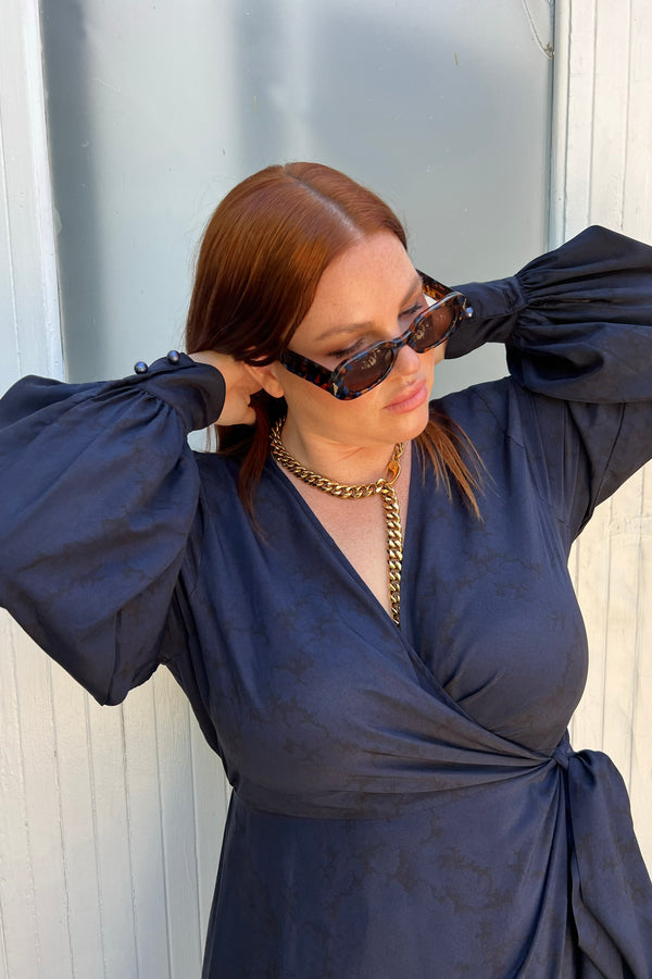 Maxi Wrap Dress - Ink Blue washed finish