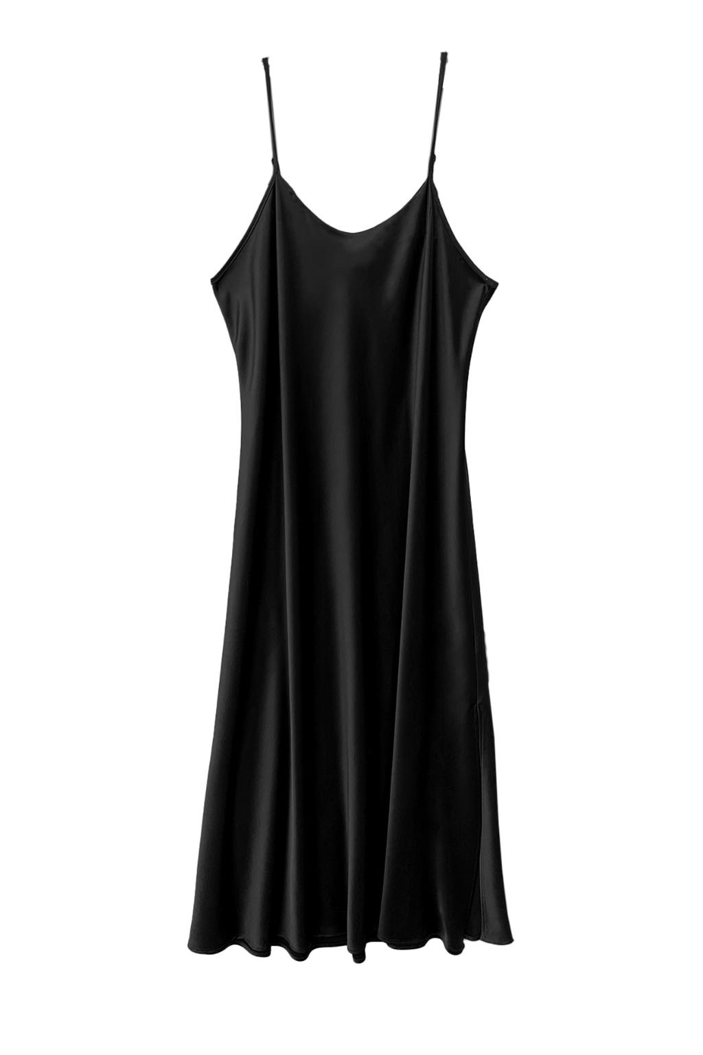 Leah Easy Satin Maxi Slip Dress - Black