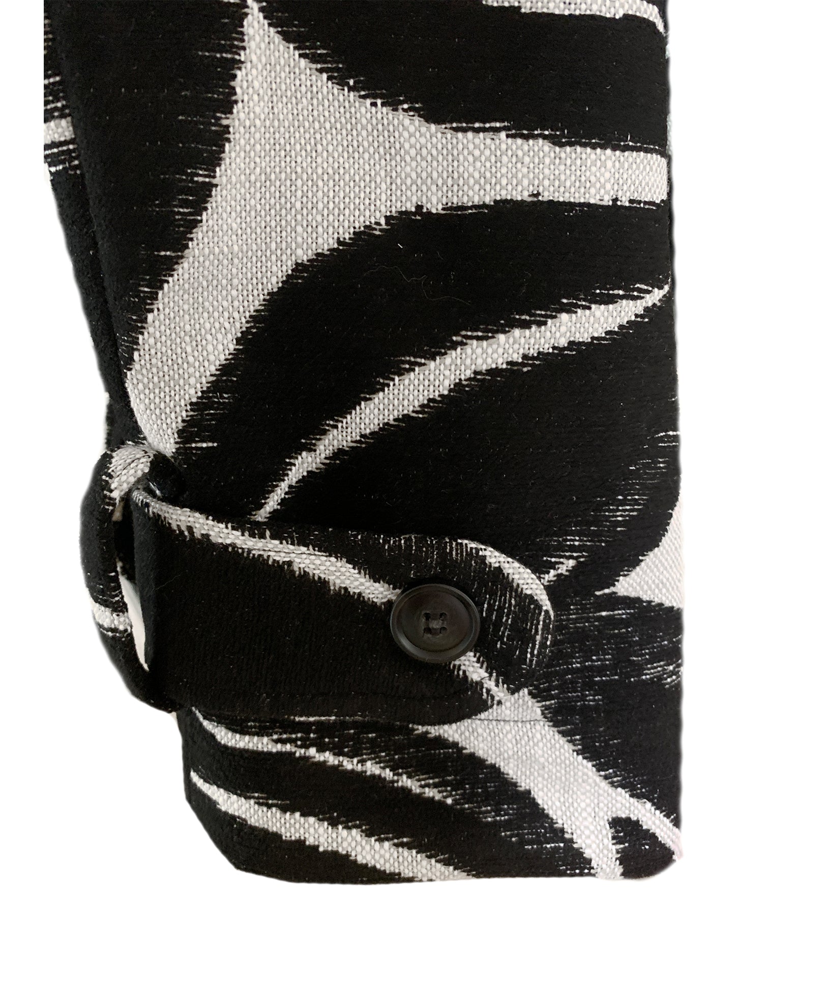 Marlo Short Moto Trench Coat- Black White Leaves