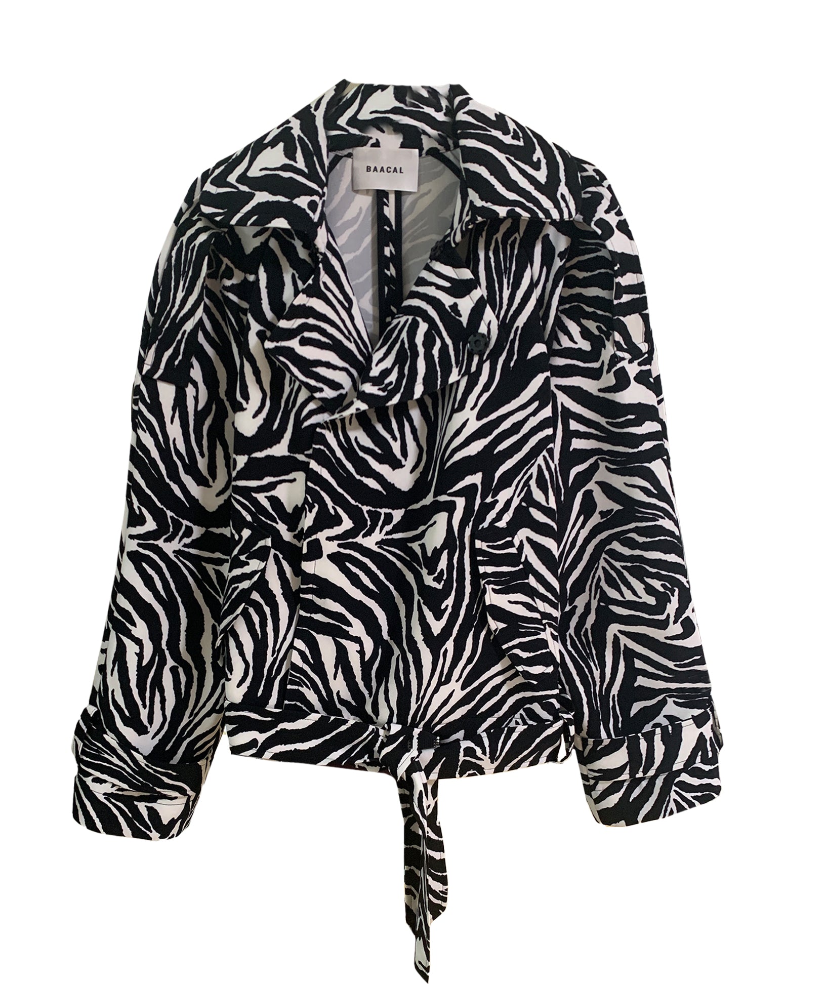 Marlo Short Moto Trench Coat- Zebra