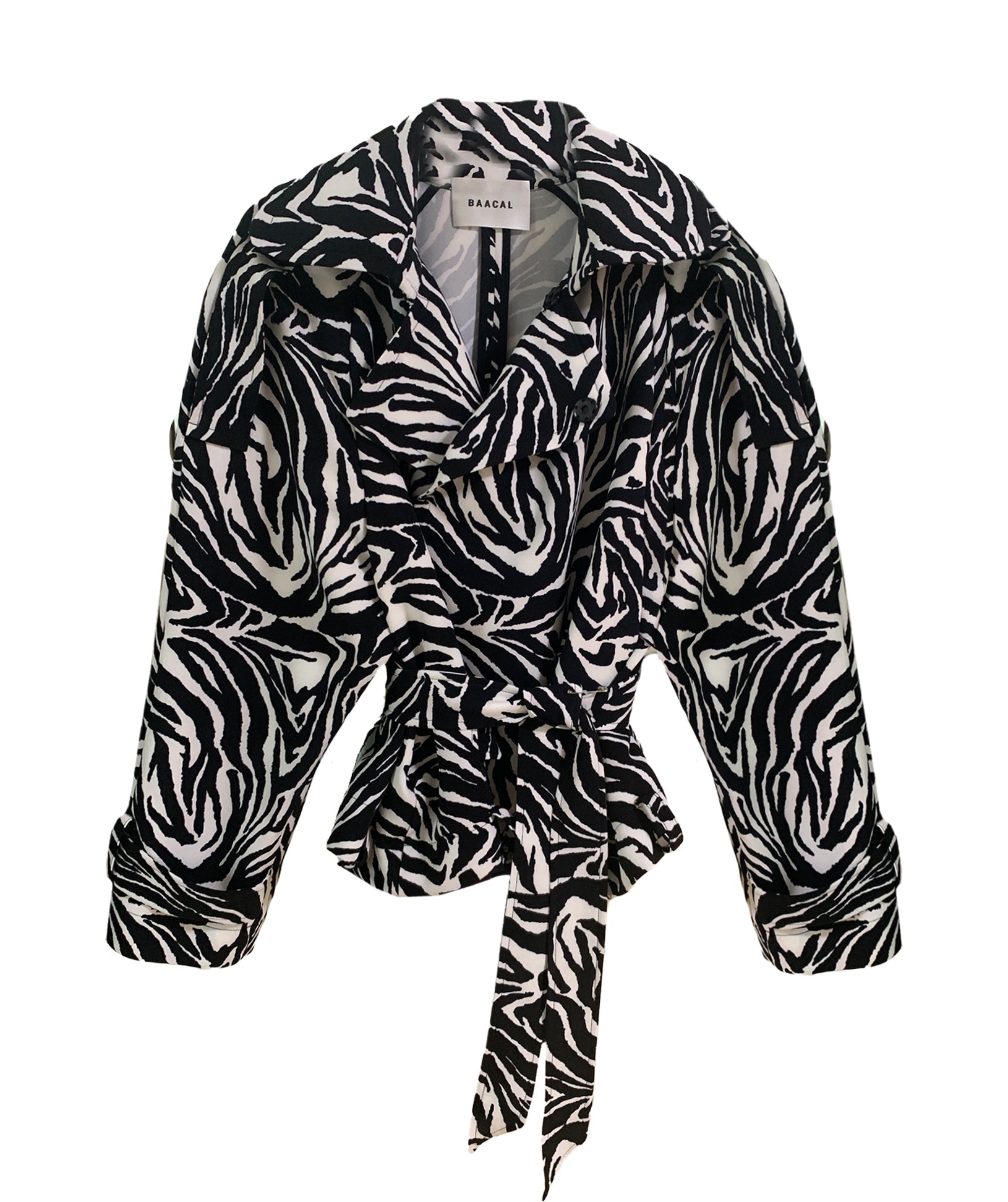 Marlo Short Moto Trench Coat- Zebra