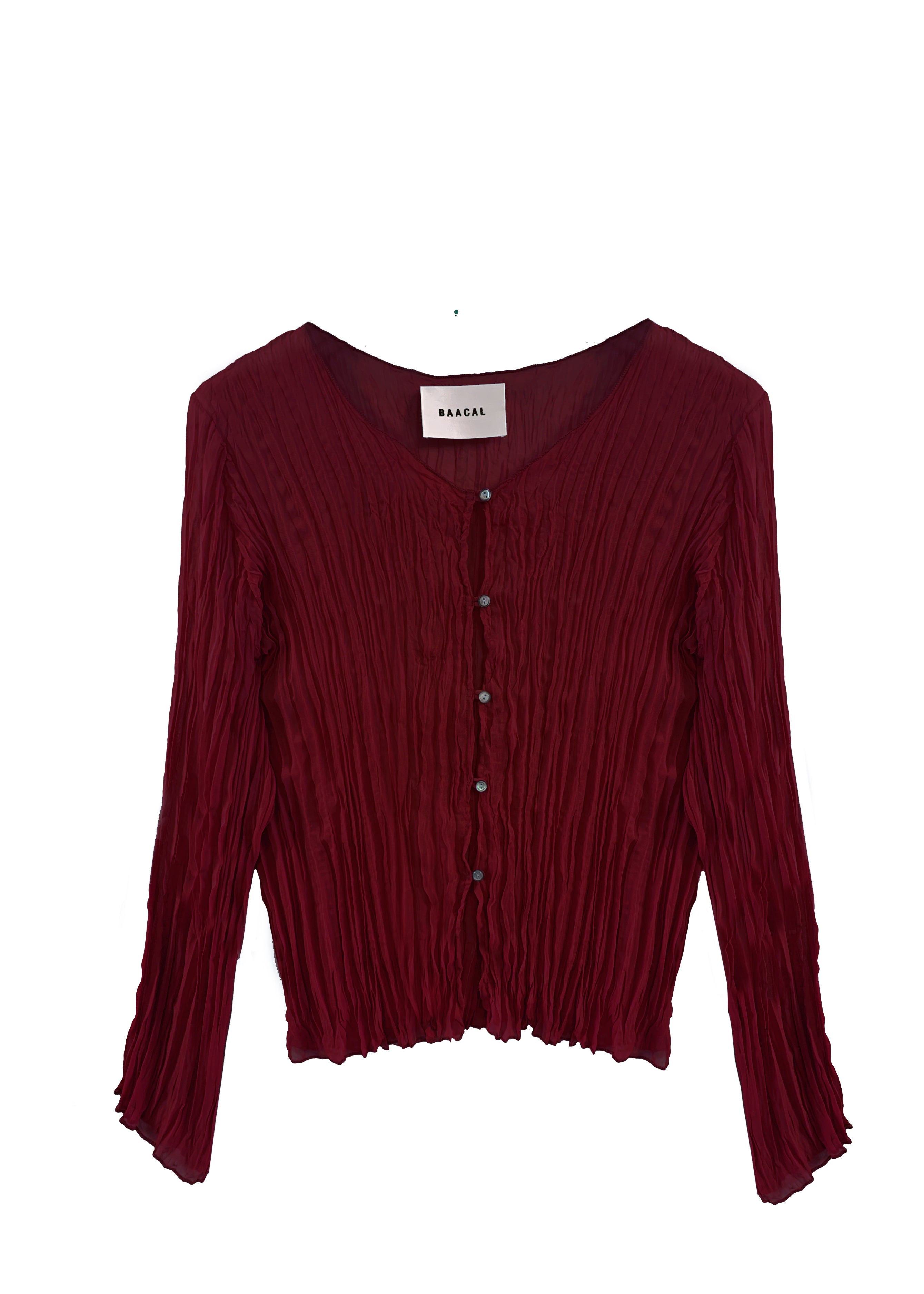 Maya Pleated Cardigan- Burgundy