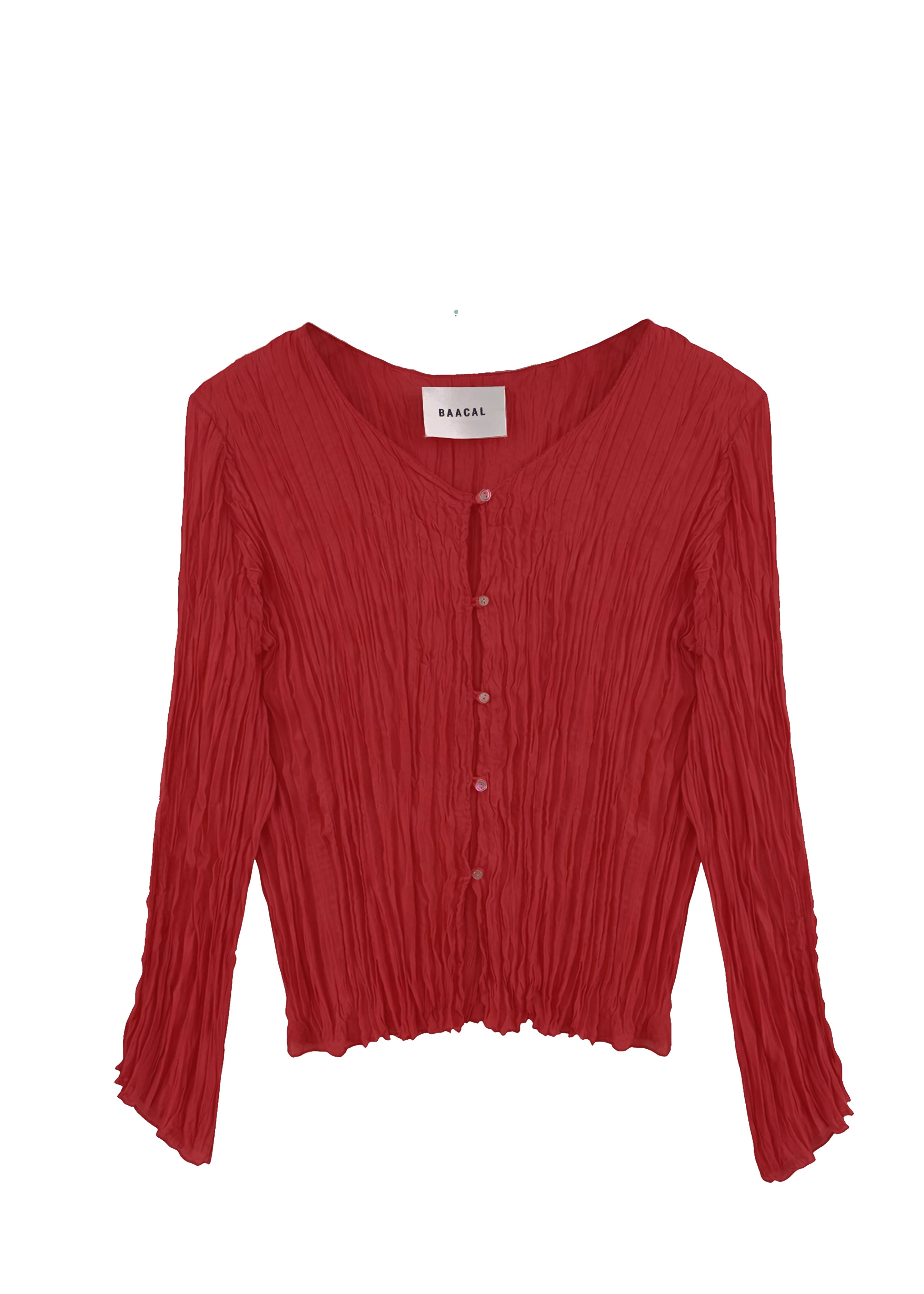 Maya Pleated Cardigan- Lipstick Red – Baacal