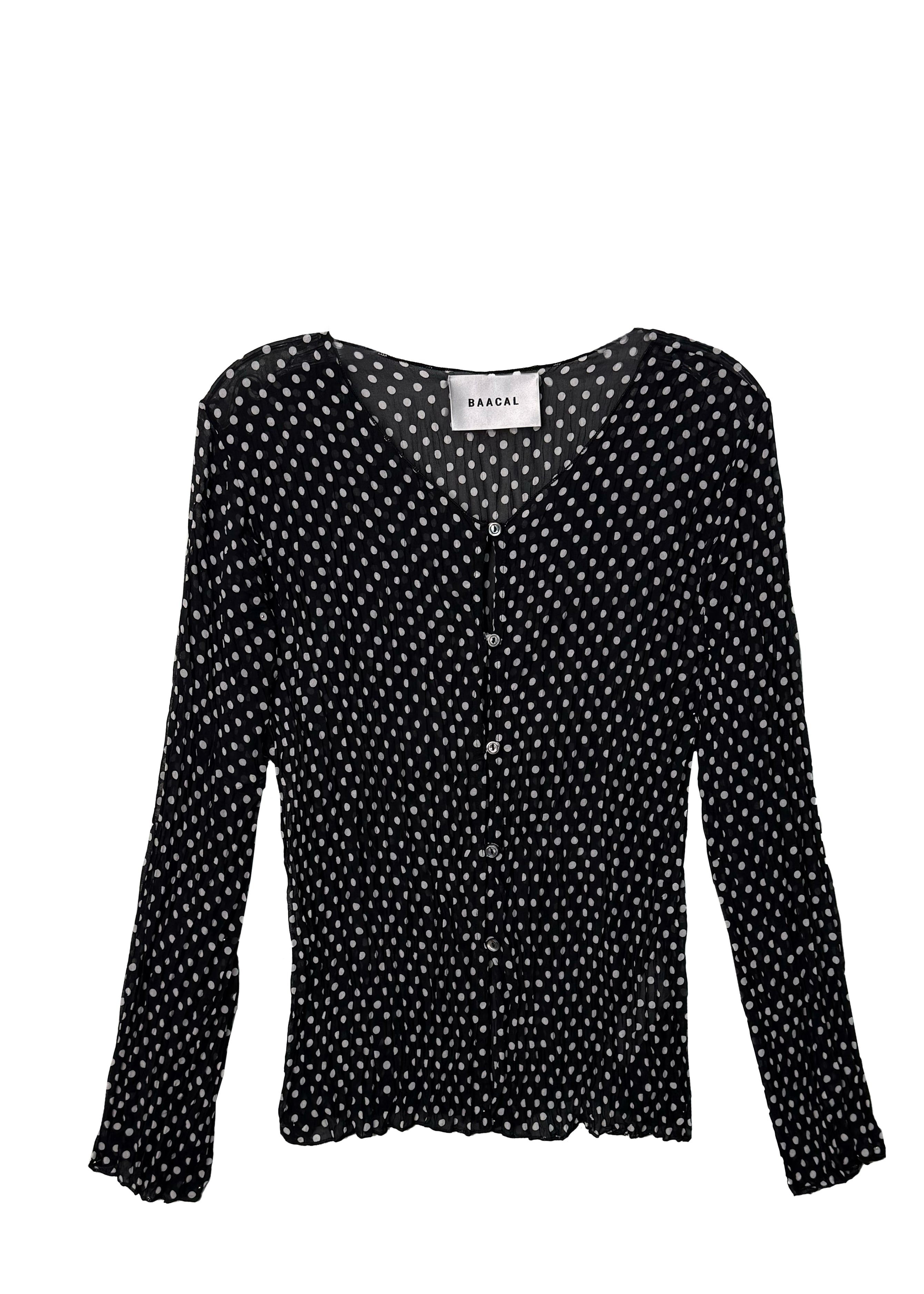 Maya Pleated Cardigan- Polka Dot
