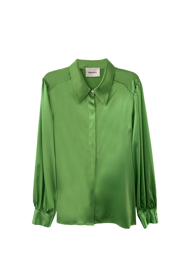 Sigourney Blouse - Grass Green Silk