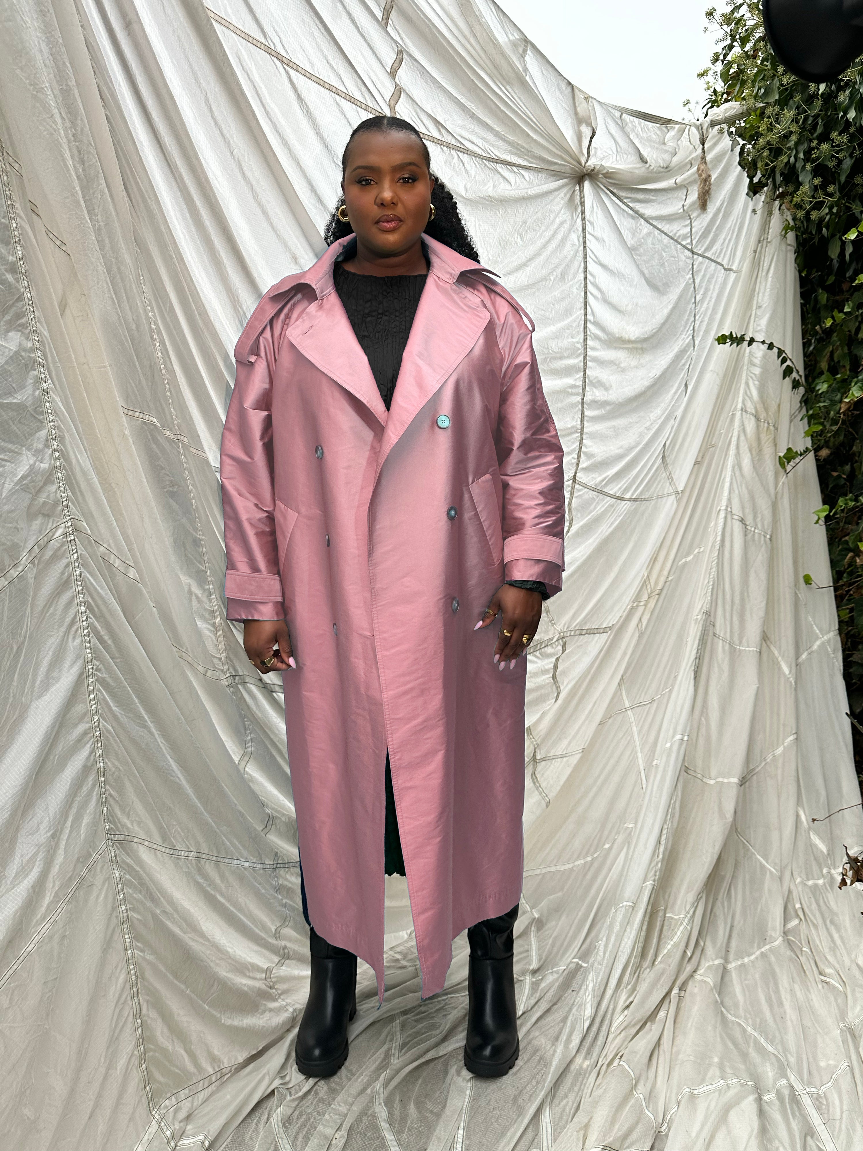 Delia Long Oversized Trench- Rose