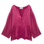 Silk Jallaba Tunic Top in Raspberry Pink Silk - vneck and POCKETS