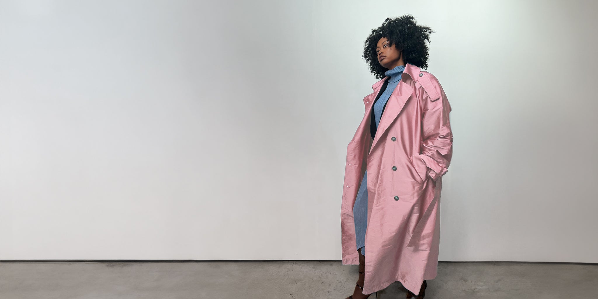 Delia Long Oversized Trench- Rose