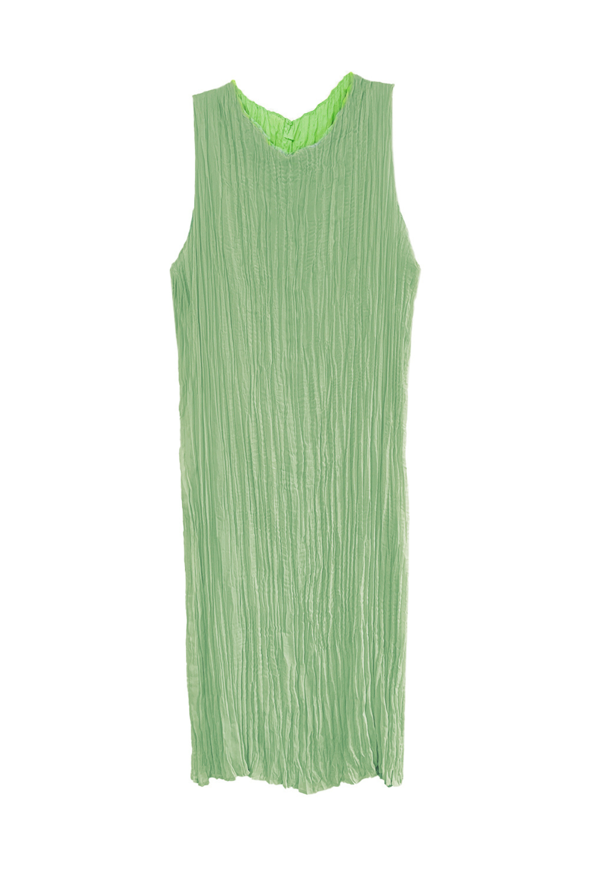 Jaya Pleated Dress- Reversible Lime/ Sage Green