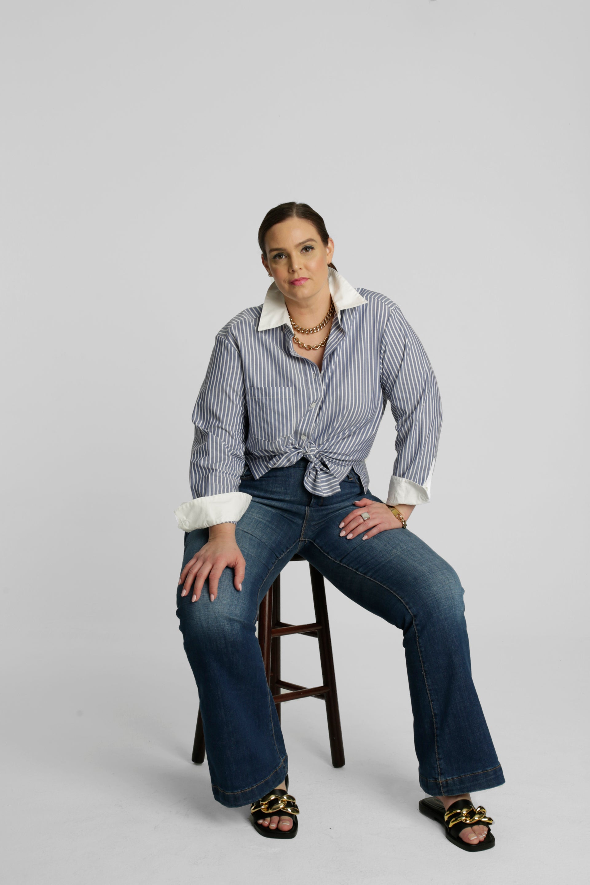 Perfect Oversized Stripe Shirt- French Blue #2