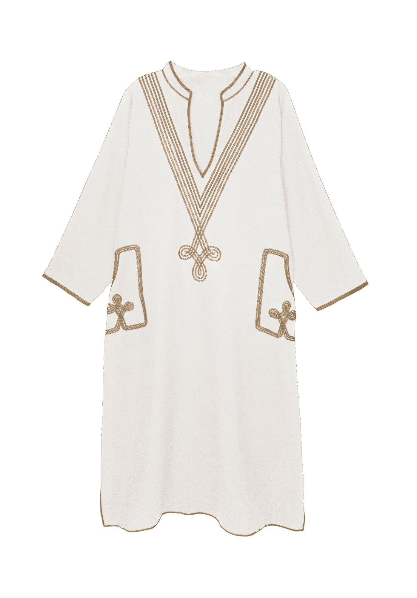 Embroidered Dress in Ivory and Gold - The New Marrakesh Baacal Embroidered Dress in Ivory and Gold - The New Marrakesh Baacal