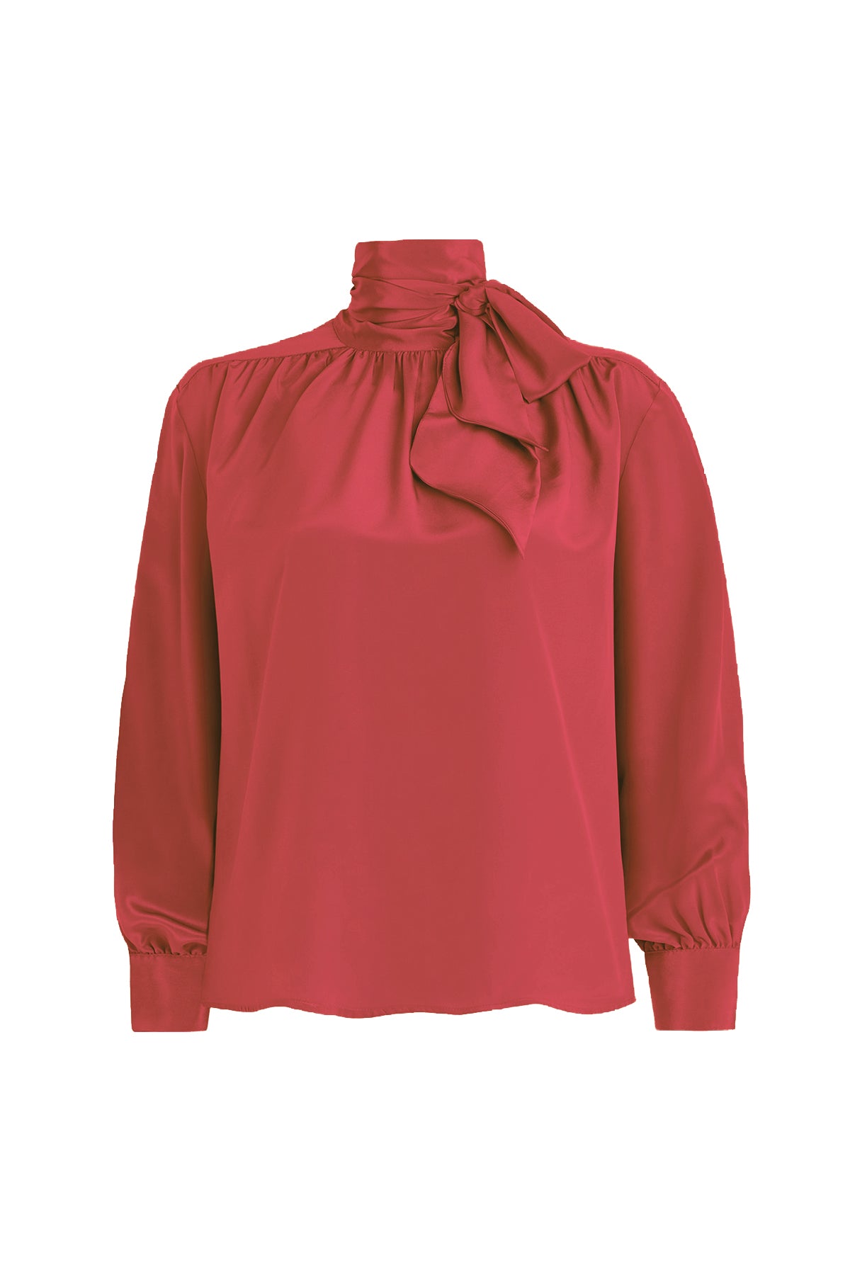 Tie neck blouse in coral - plus size