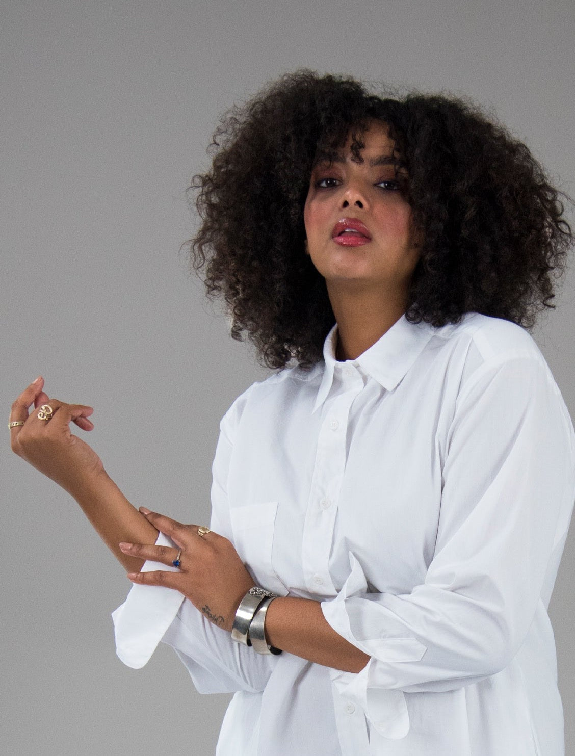 Oversized classic white cotton shirt