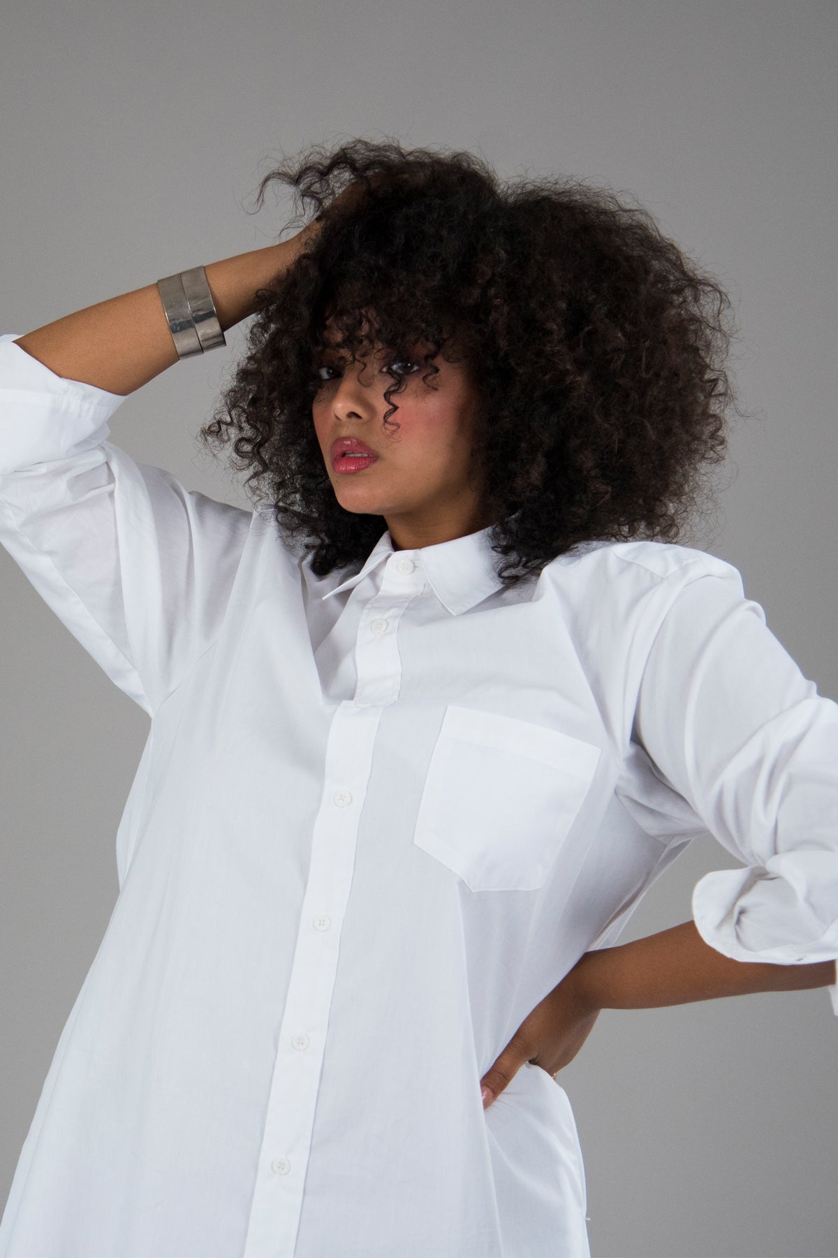 Oversized classic white cotton shirt
