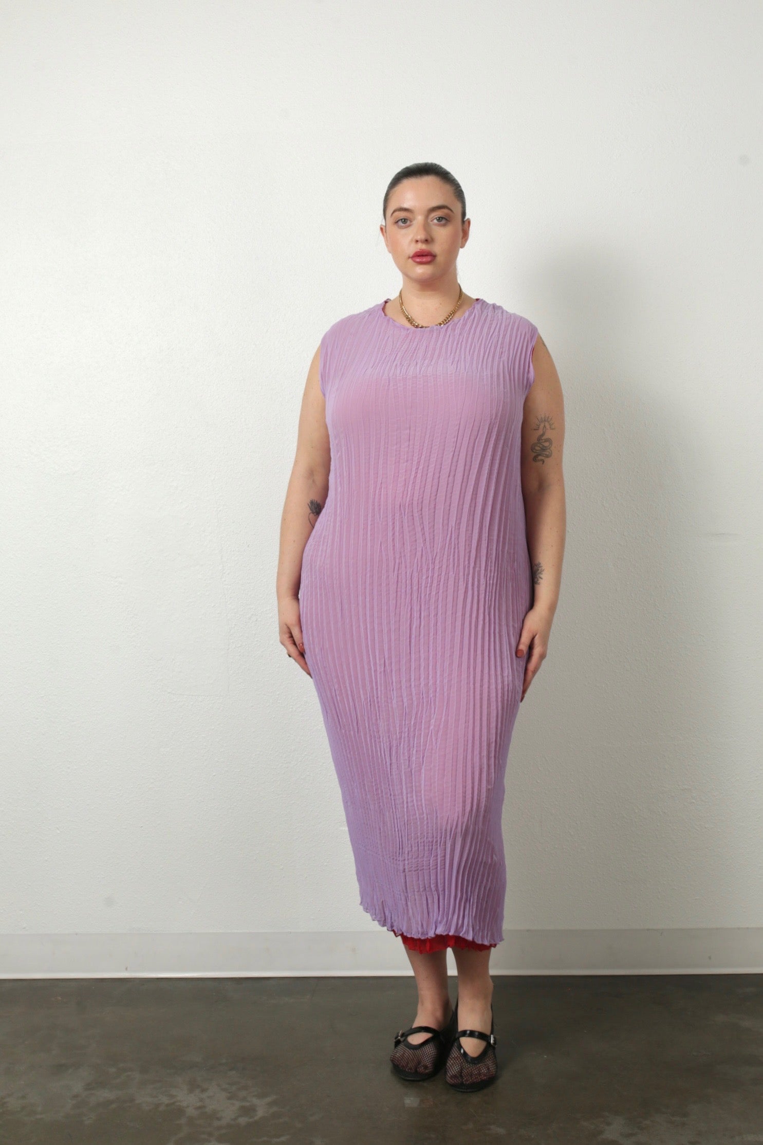 Pleated Maya and Jaya Set- Lavender/ Lipstick Red – Baacal