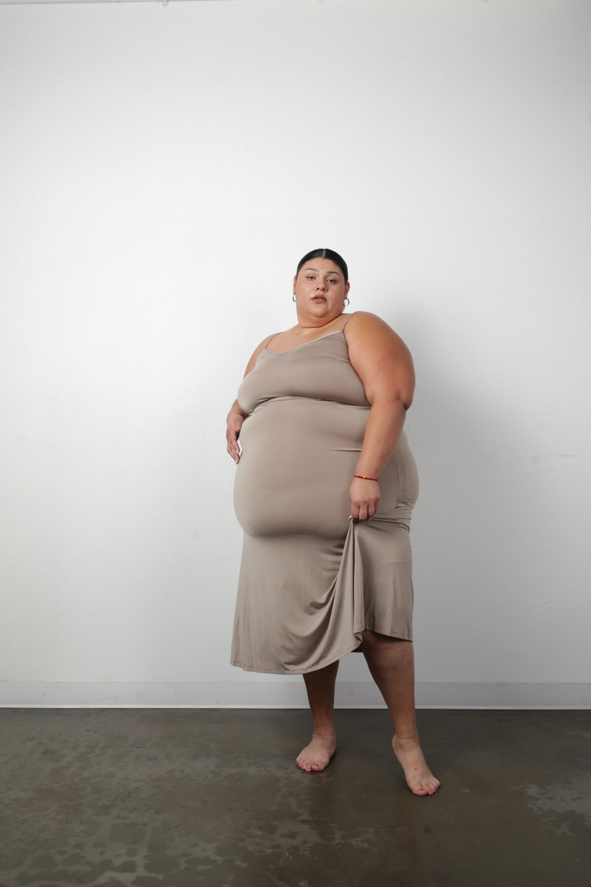 Under it All Slip Dress- Deep Olive/Taupe  Nude